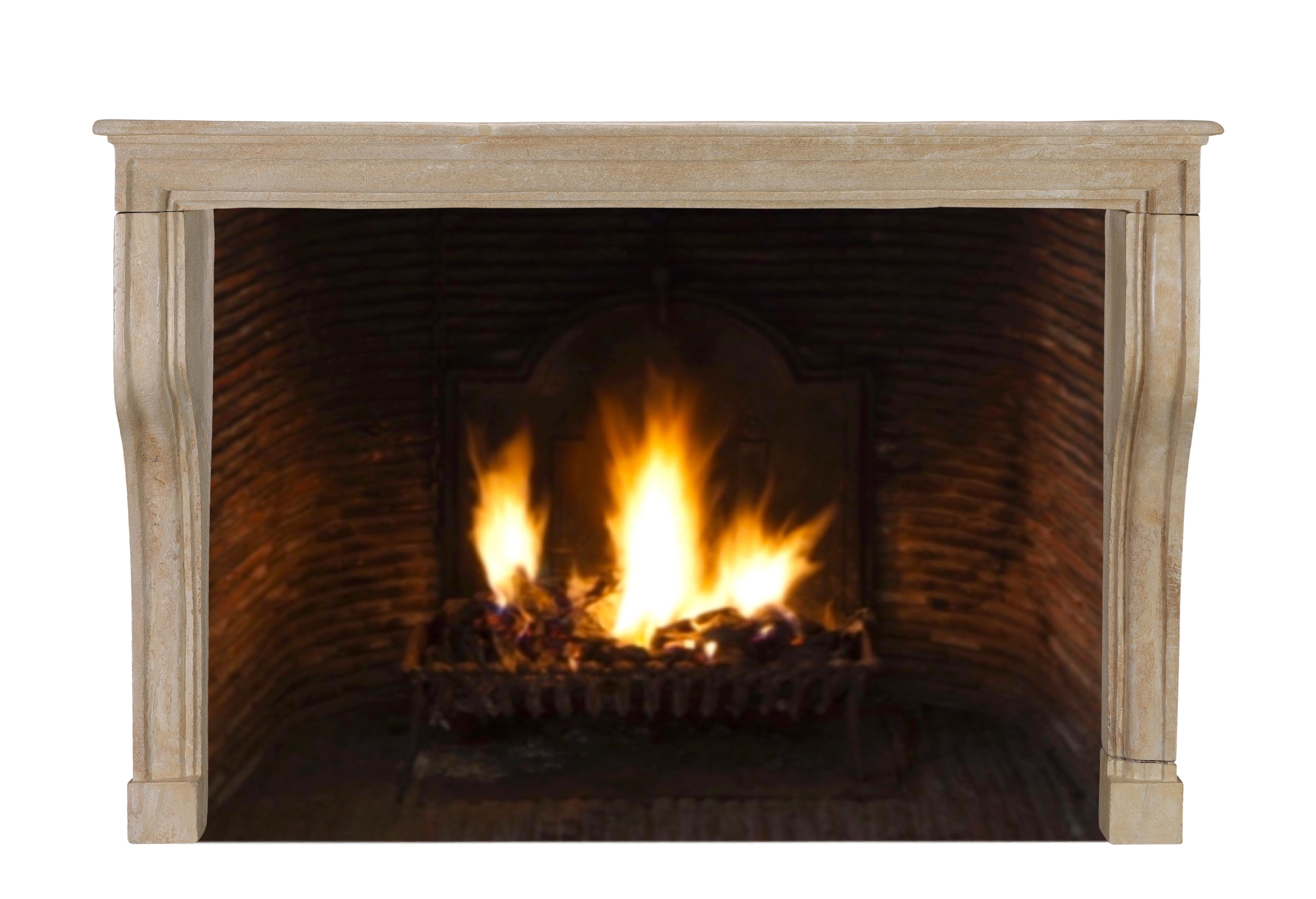 17th Century French Alpine Fireplace in Warm Limestone – Timeless Elegance For Sale 1