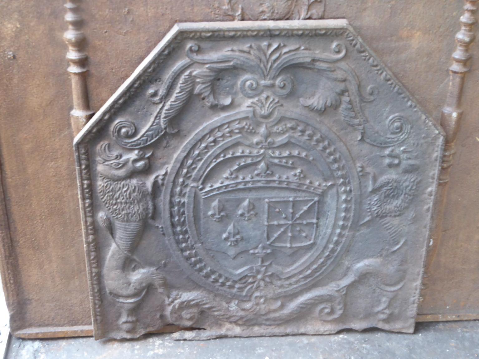 Louis XIV 17th Century French 'Arms of France and Navarre' Fireback