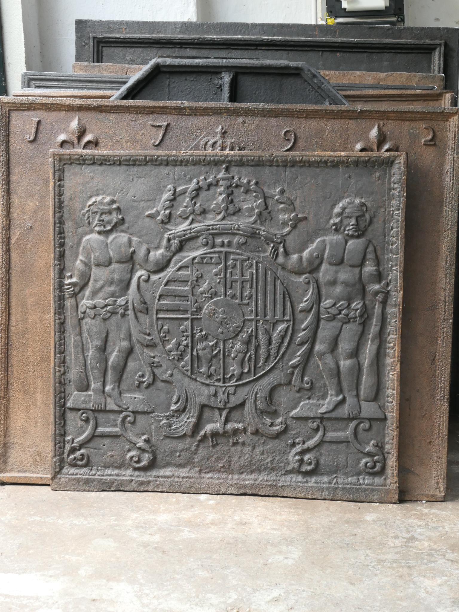 17th Century French fireback with the arms of Lorraine. Surrounded by a chain of the Golden Fleece. The symbol of this Order is a small golden fleece of a ram's head and feet, taken by a ring, hanging from a golden chain. The style of the fireback