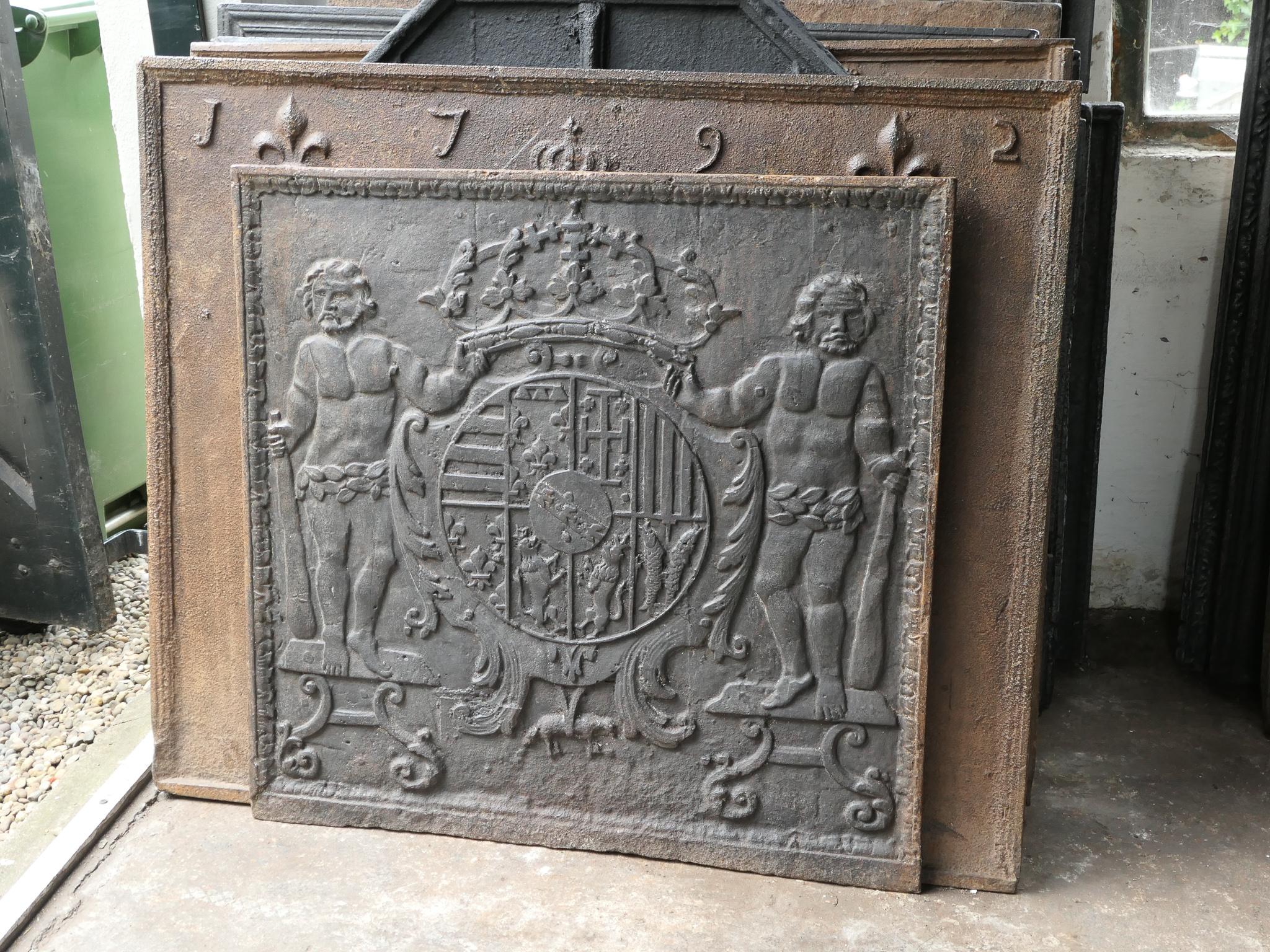 Iron 17th Century French 'Arms of Lorraine' Fireback / Backsplash For Sale