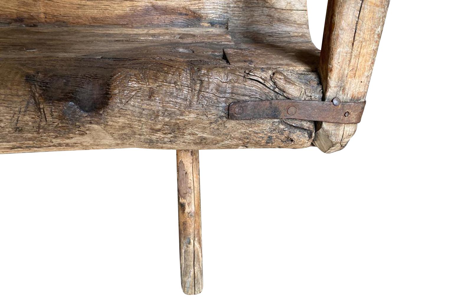 Chestnut 17th Century French Arte Populaire Bench For Sale
