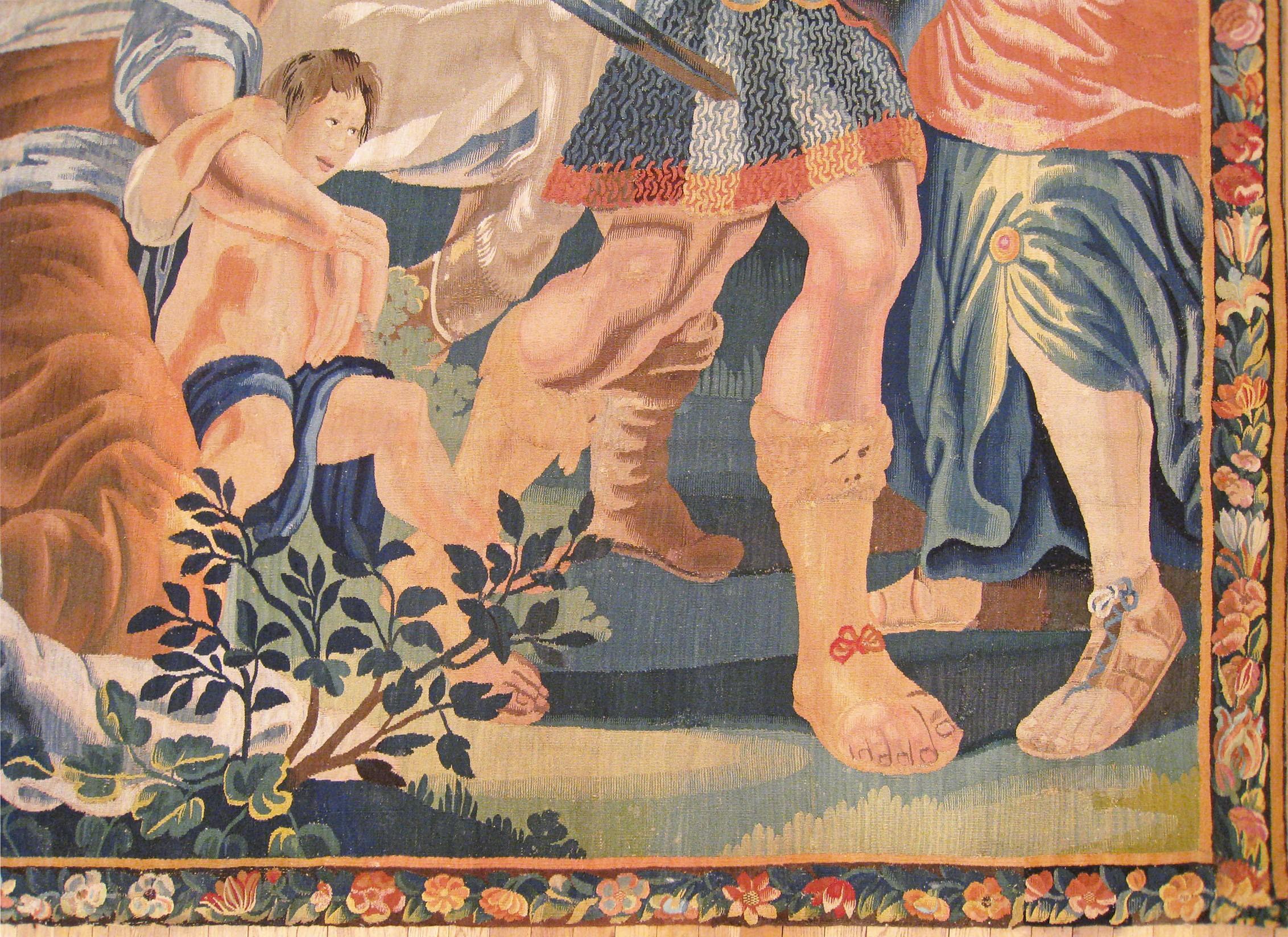 Französischer historischer Aubusson-Wandteppich aus dem 17. Jahrhundert (Wolle) im Angebot