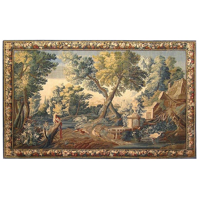 17th Century French Aubusson Verdure Tapestry For Sale