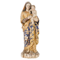 17th Century French Baroque Polychrome Madonna and Child