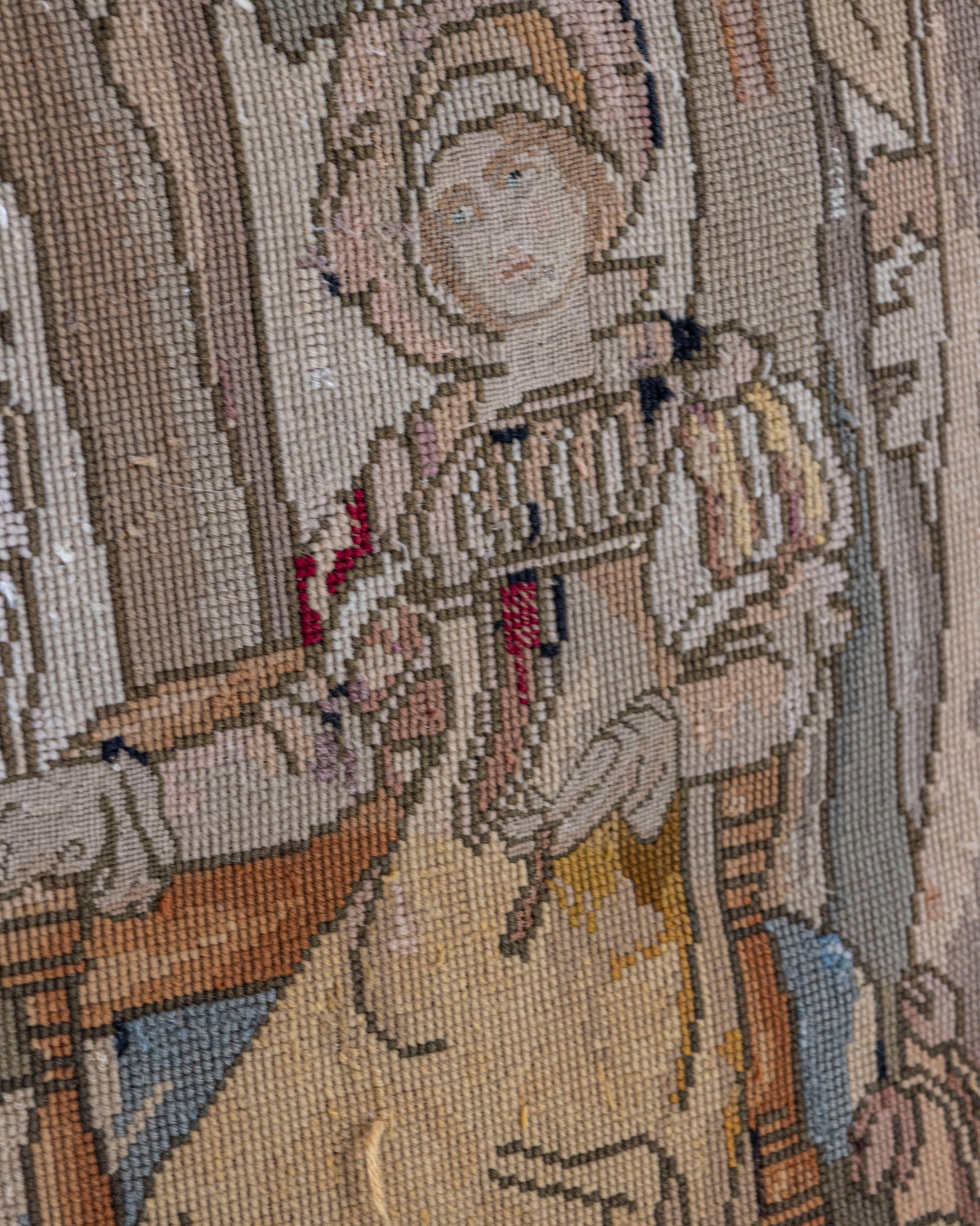 Französischer Barocksessel aus Nussbaum mit Petit-Point-Wandteppich aus dem 17. Jahrhundert im Angebot 5
