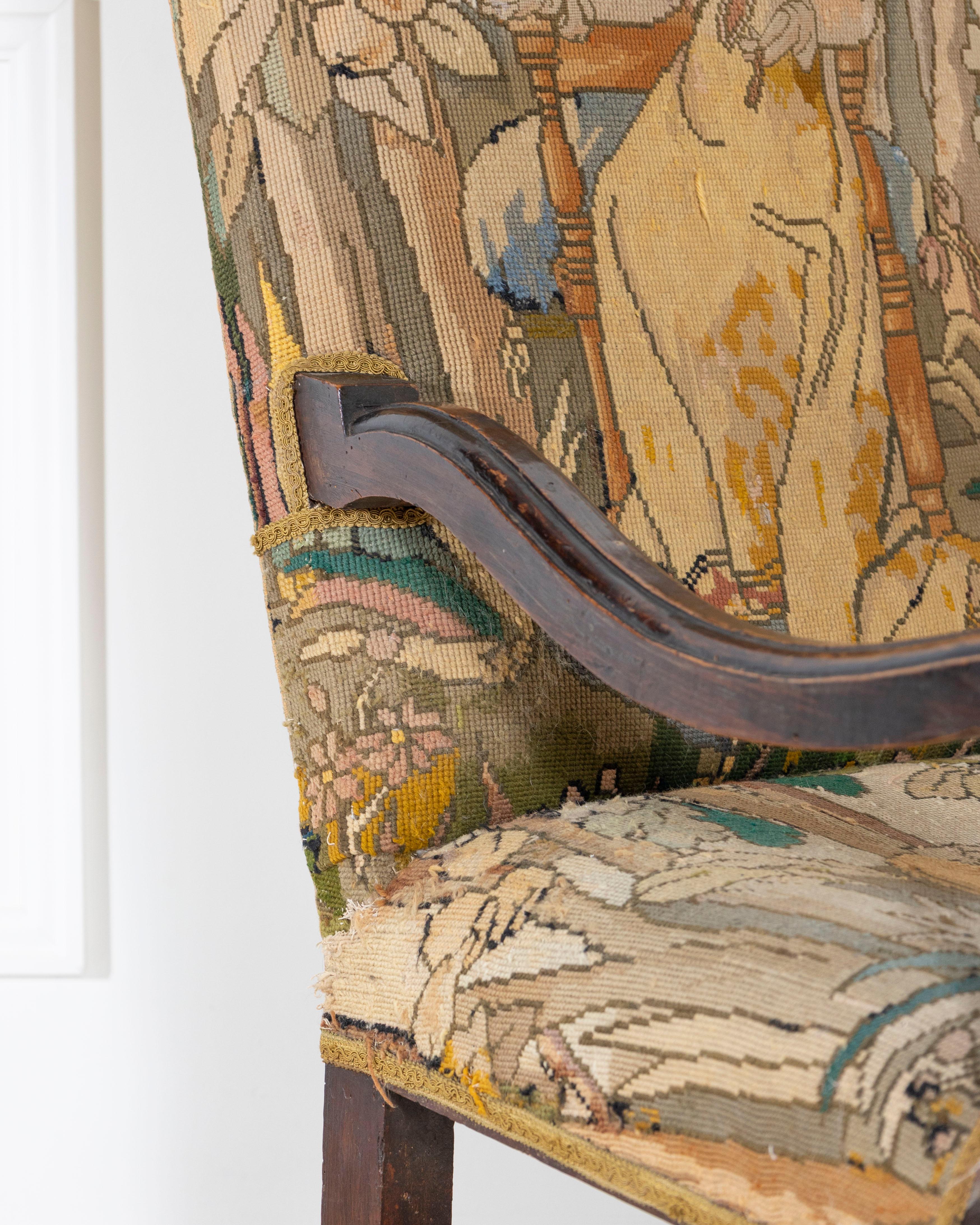 Französischer Barocksessel aus Nussbaum mit Petit-Point-Wandteppich aus dem 17. Jahrhundert im Angebot 8
