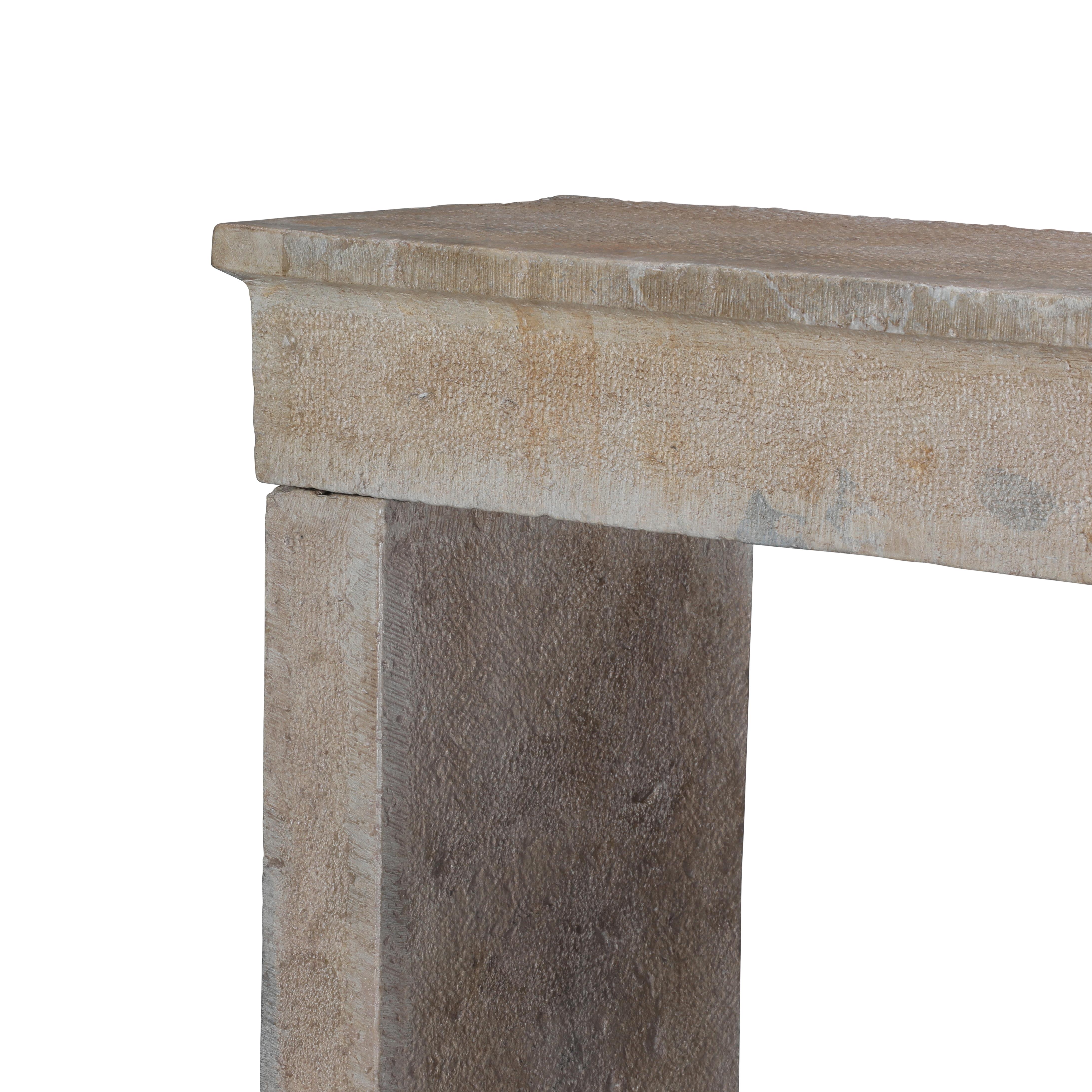 17th Century French Bicolor Hard Stone Minimal Fireplace Mantel For Sale 6
