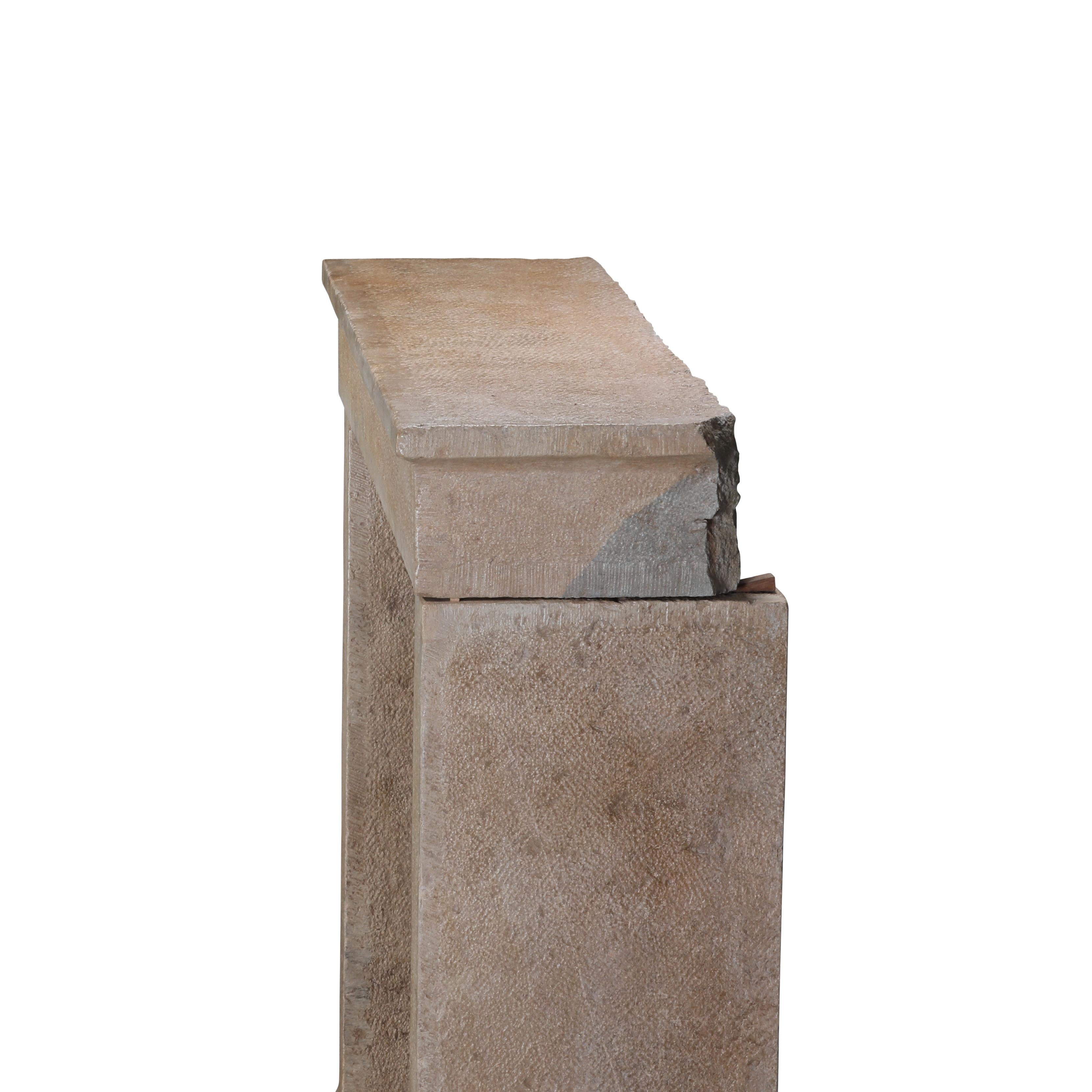 17th Century French Bicolor Hard Stone Minimal Fireplace Mantel For Sale 7