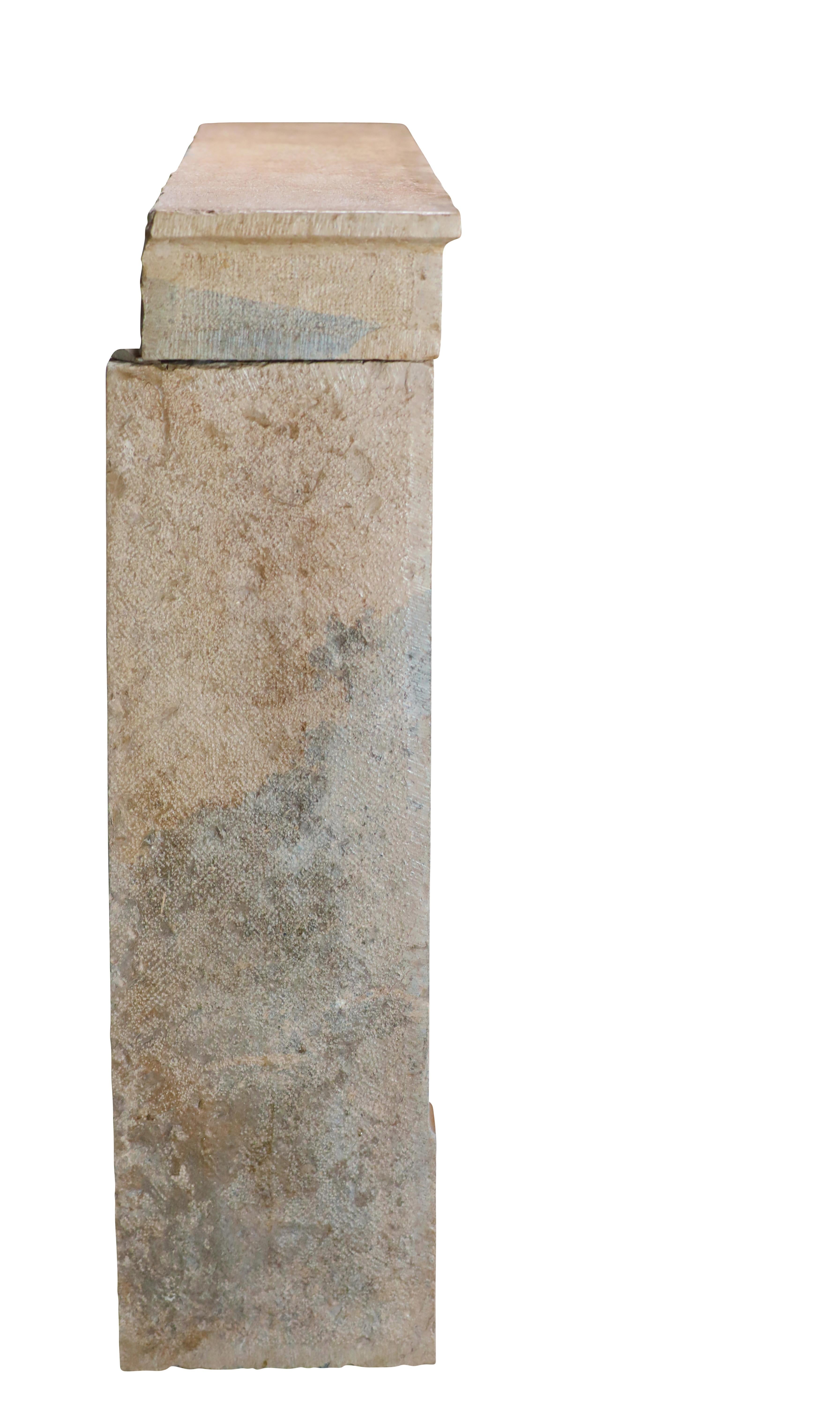 17th Century French Bicolor Hard Stone Minimal Fireplace Mantel For Sale 13
