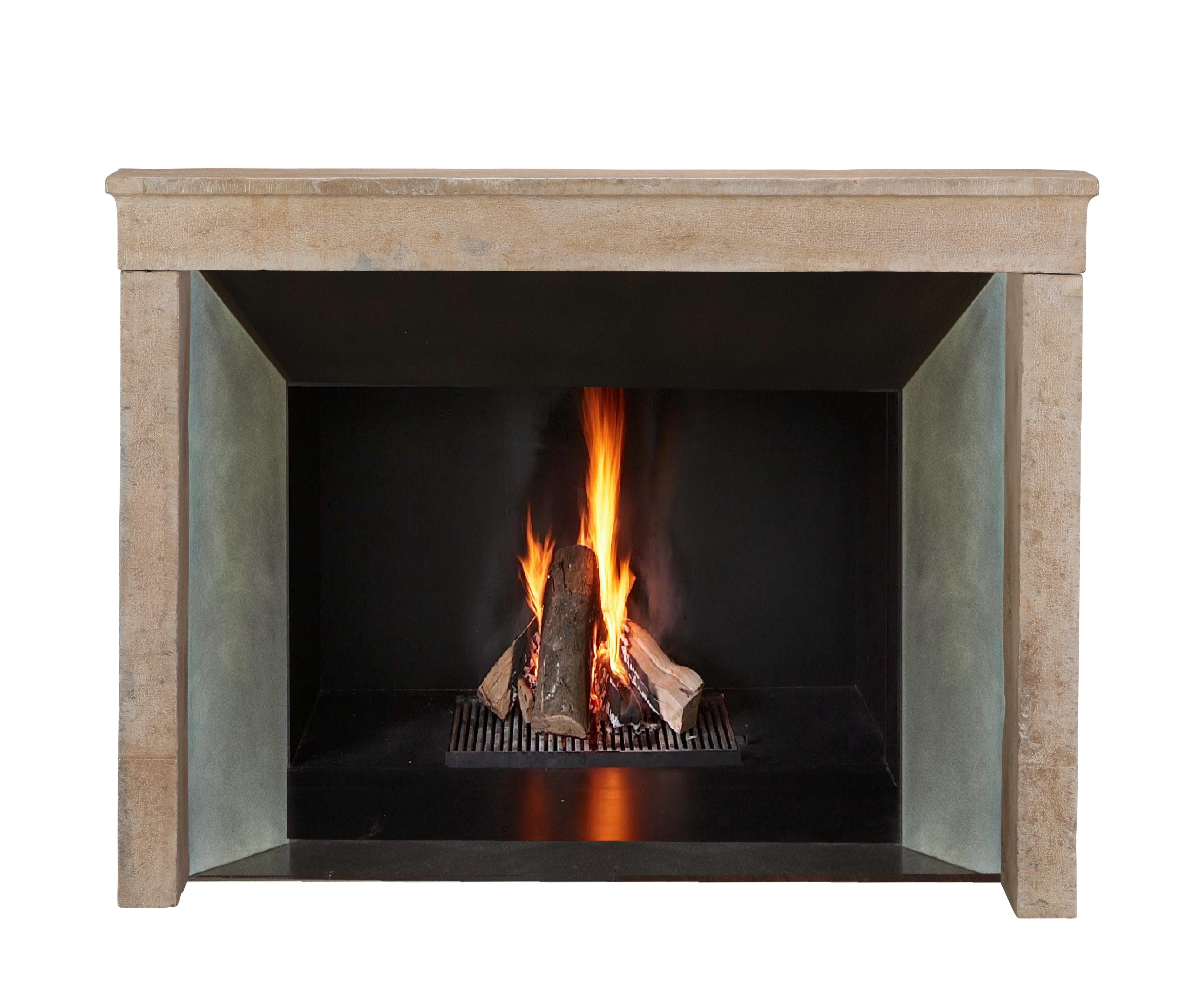 Chamfered 17th Century French Bicolor Hard Stone Minimal Fireplace Mantel For Sale