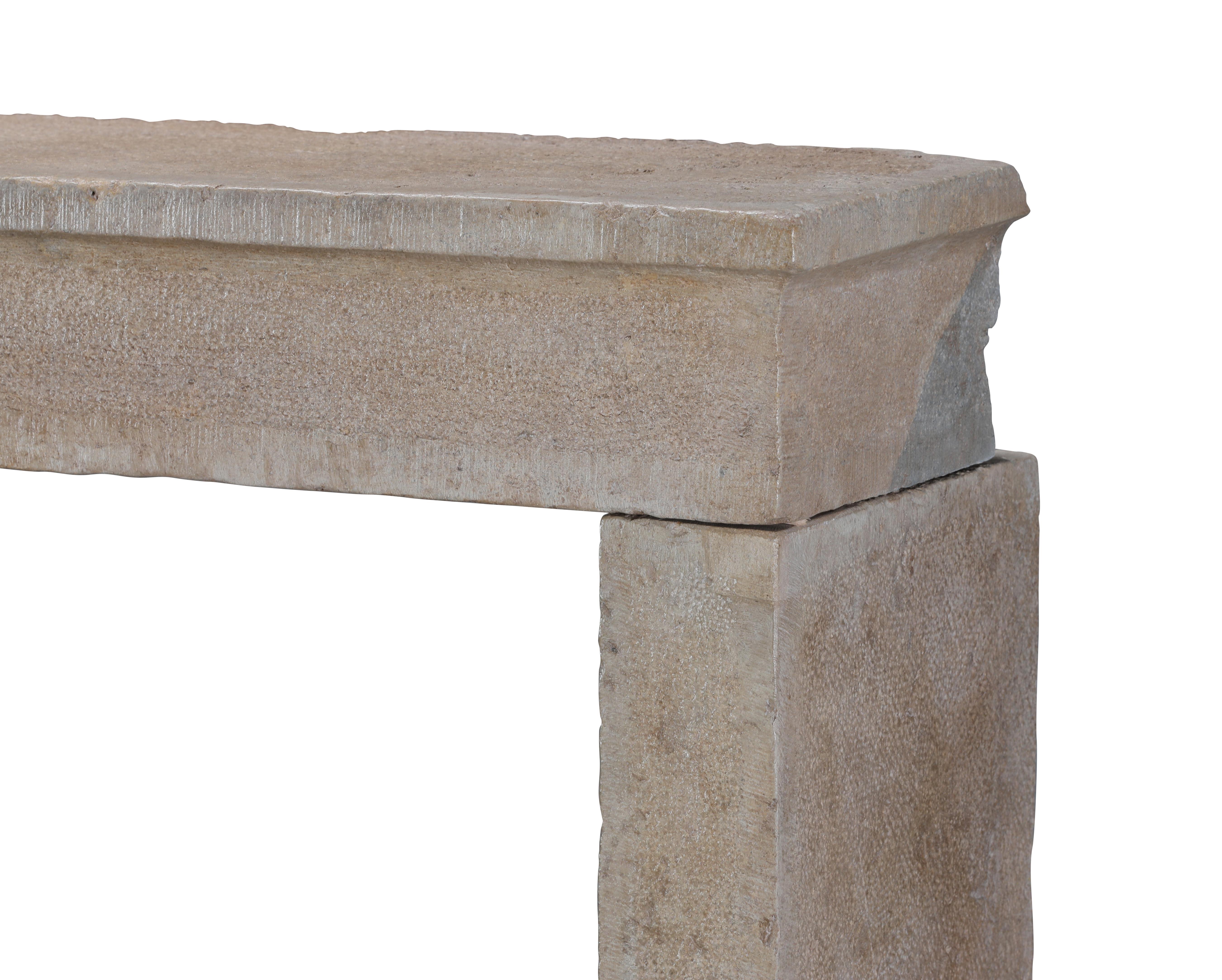 17th Century French Bicolor Hard Stone Minimal Fireplace Mantel For Sale 4