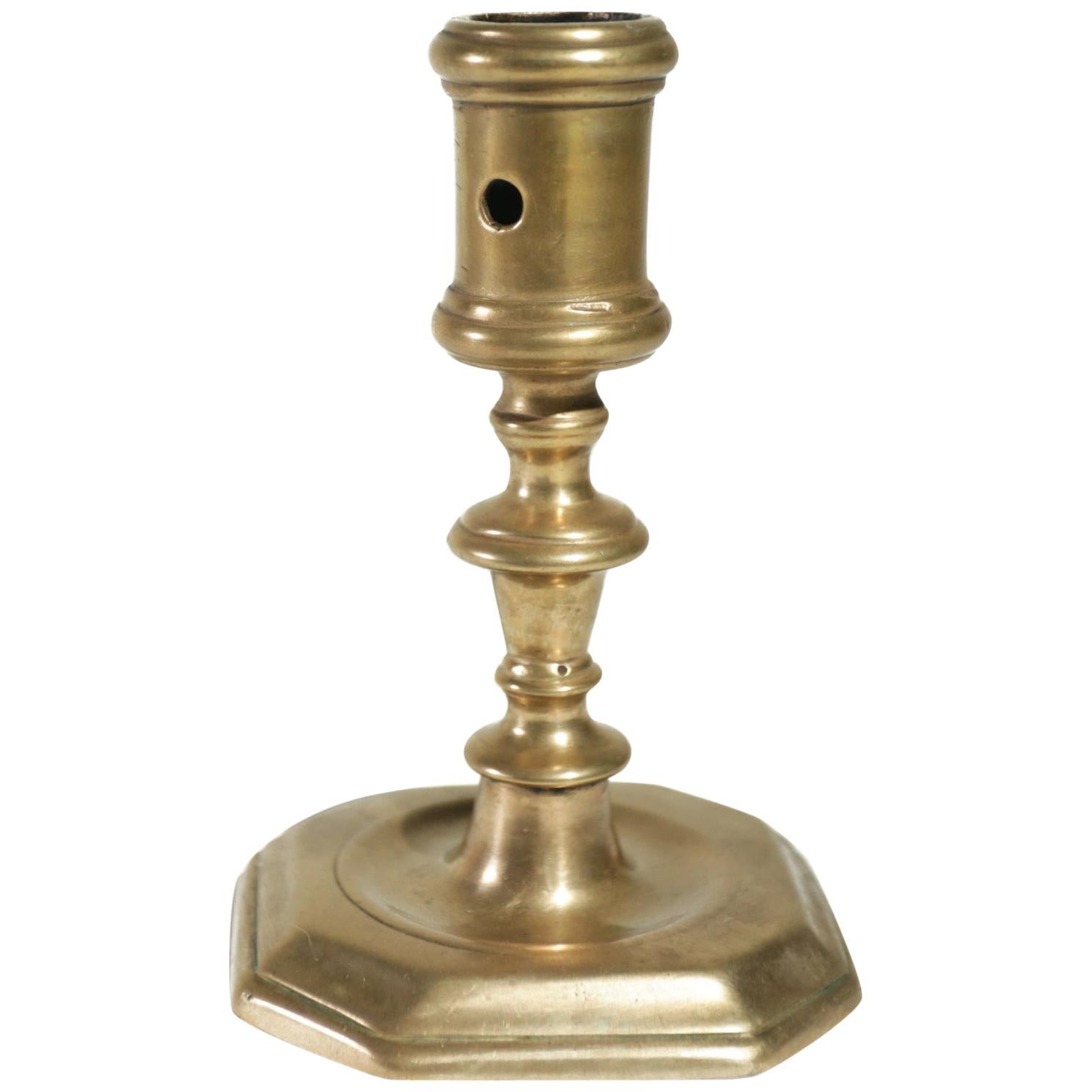 17th Century French Bronze Candlestick For Sale