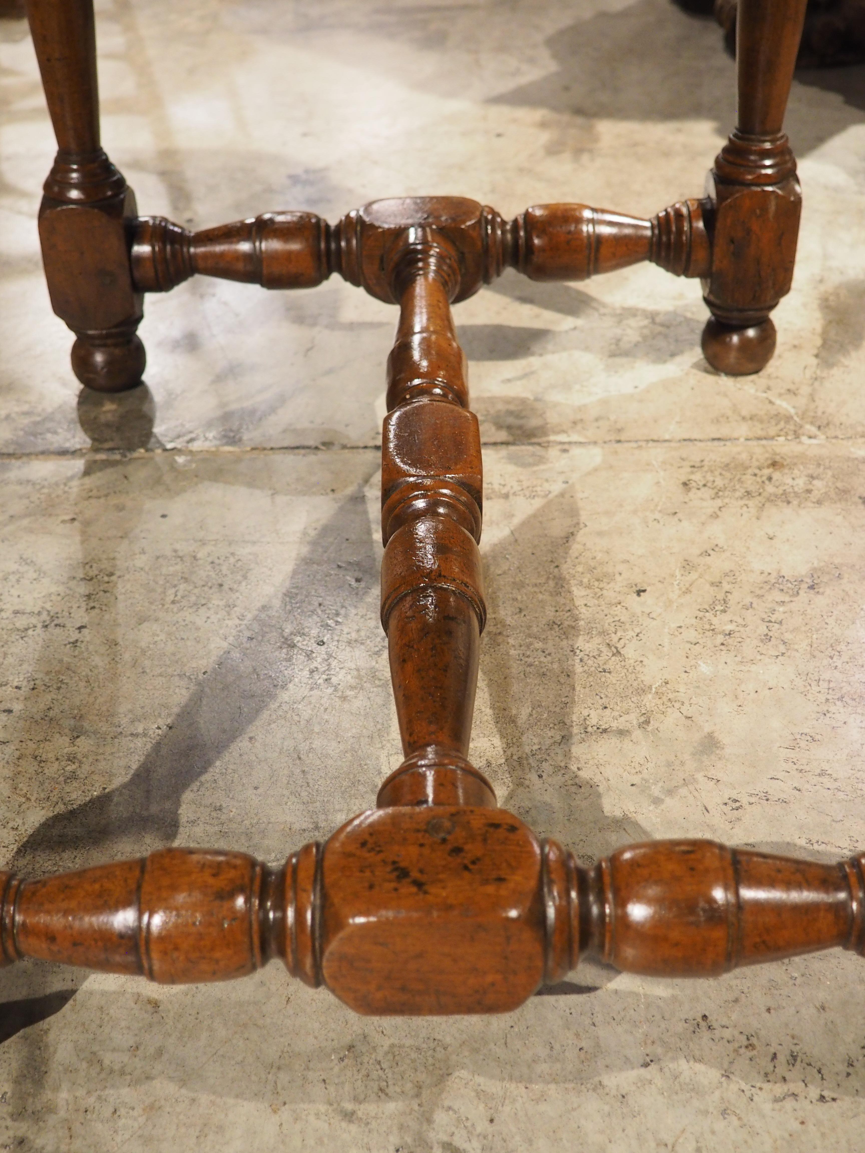 17th Century French Burgundian Walnut Side Table with 19th Century Needlework For Sale 13