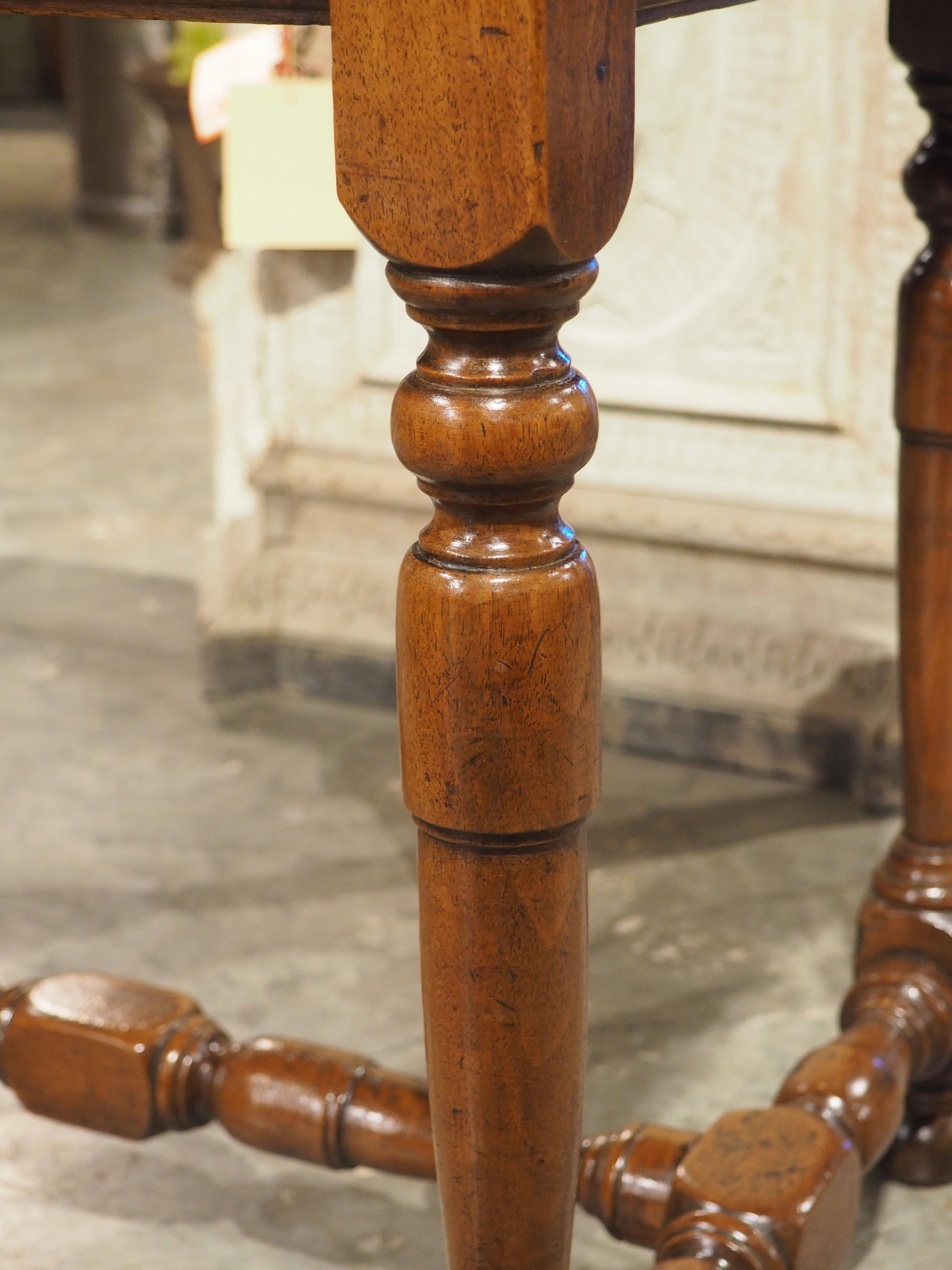 17th Century French Burgundian Walnut Side Table with 19th Century Needlework In Good Condition For Sale In Dallas, TX