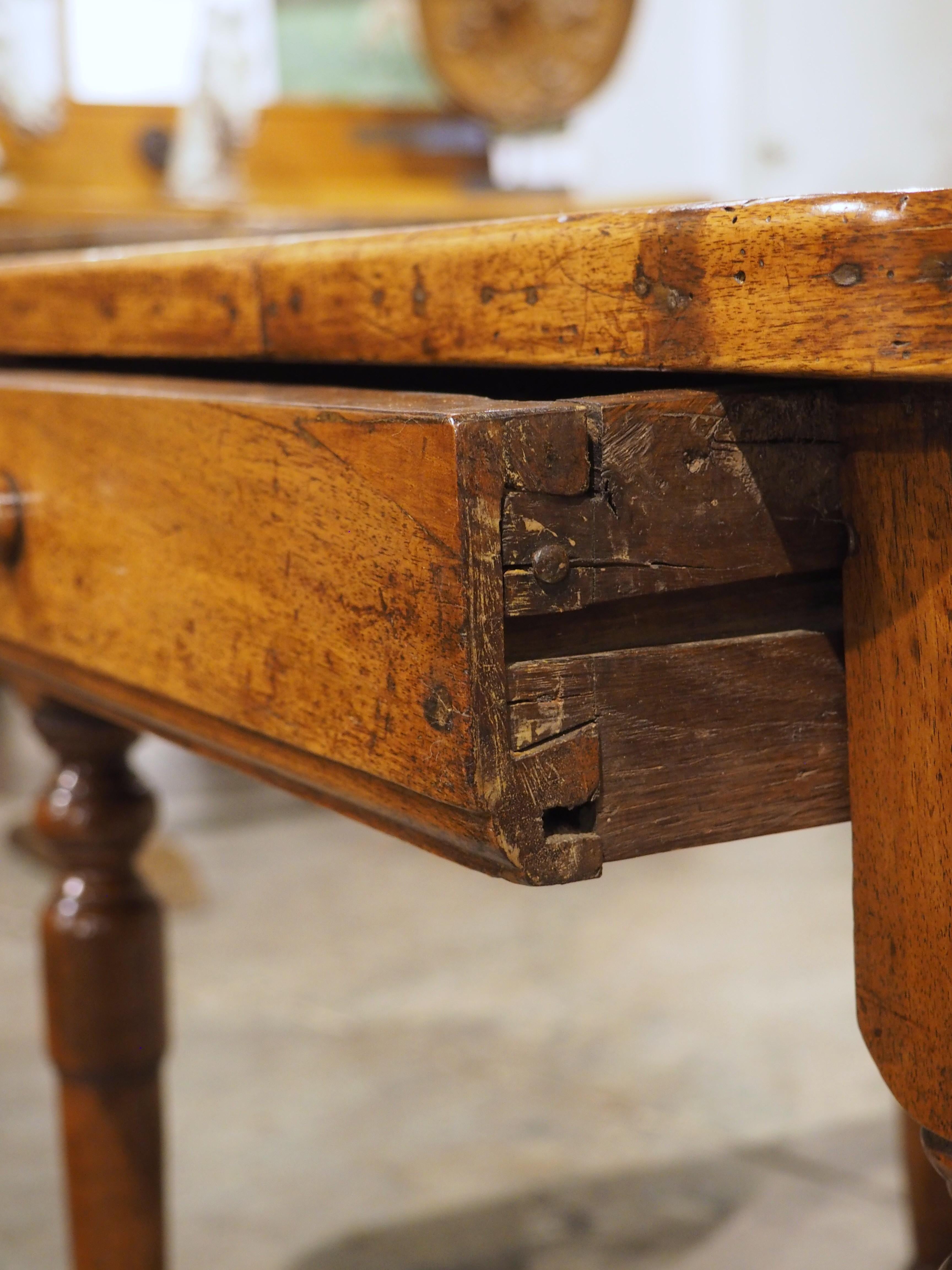 18th Century and Earlier 17th Century French Burgundian Walnut Side Table with 19th Century Needlework For Sale