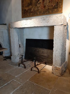 17th Century French Burgundy Stone Fireplace