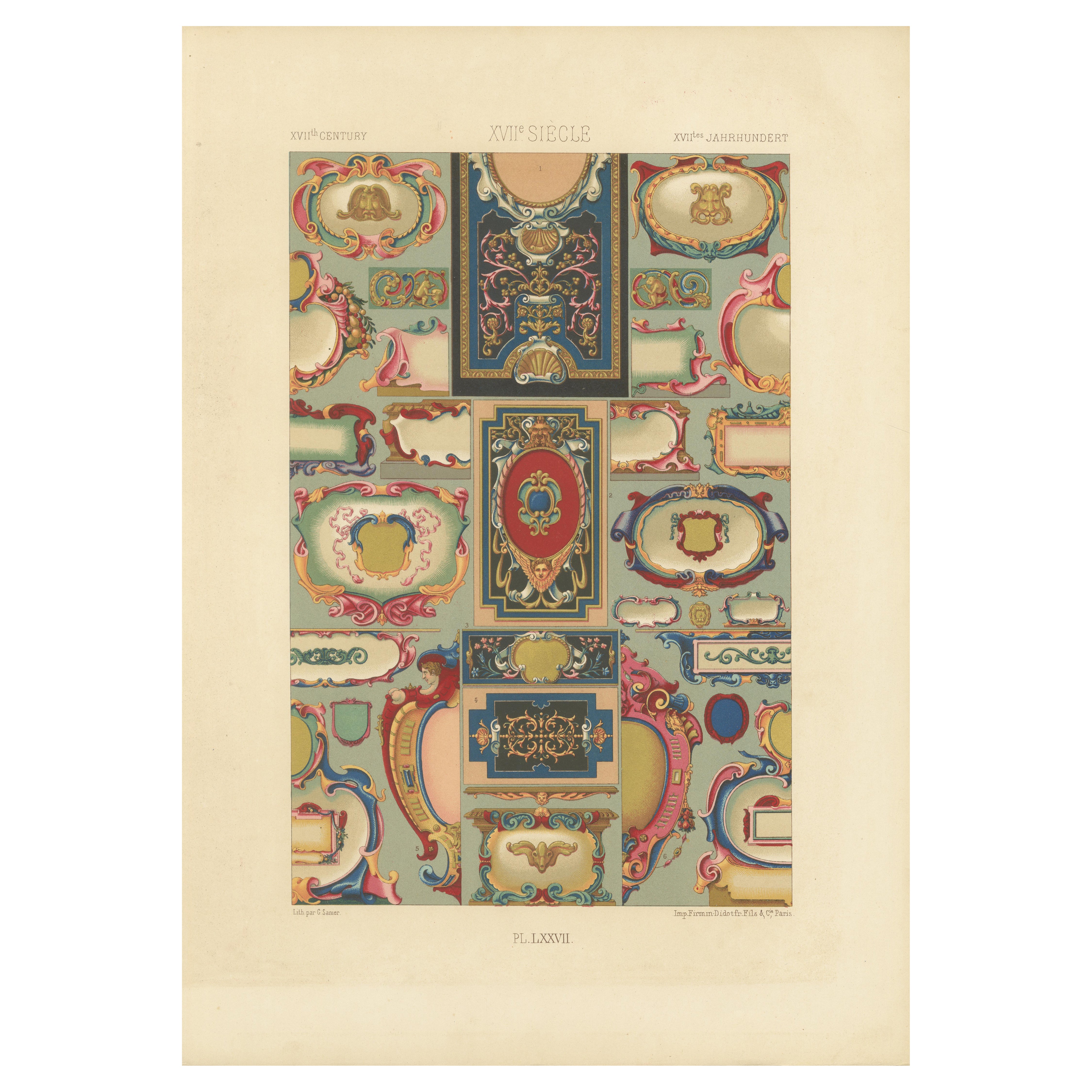 Cartouches francesi del XVII secolo - Cornici ornamentali barocche, Piatto LXXVII, 1869