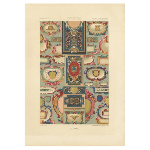 17th Century French Cartouches – Ornamental Baroque Frames, Plate LXXVII, 1869