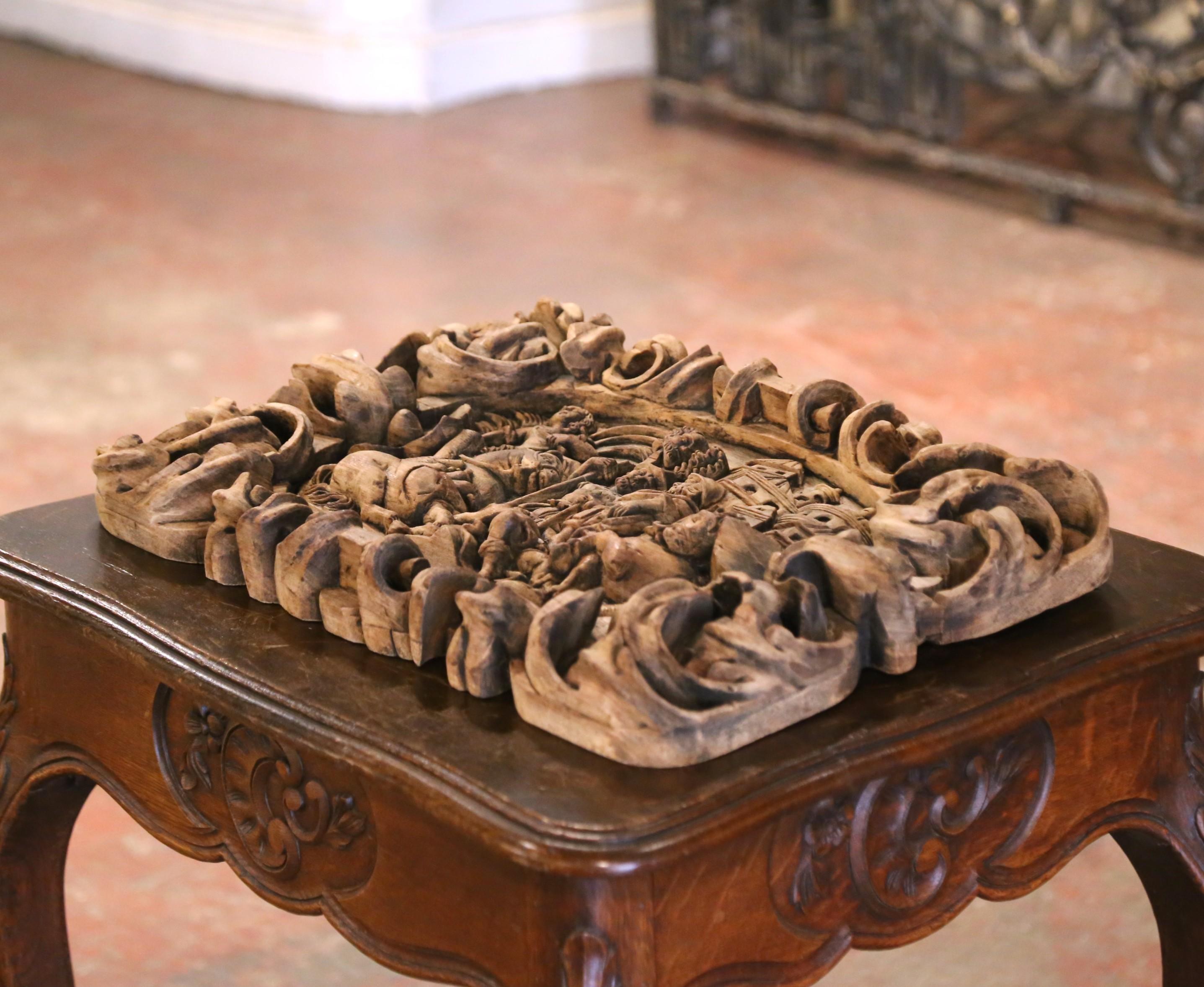Baroque 17th Century French Carved Bleached Ebony Plaque 
