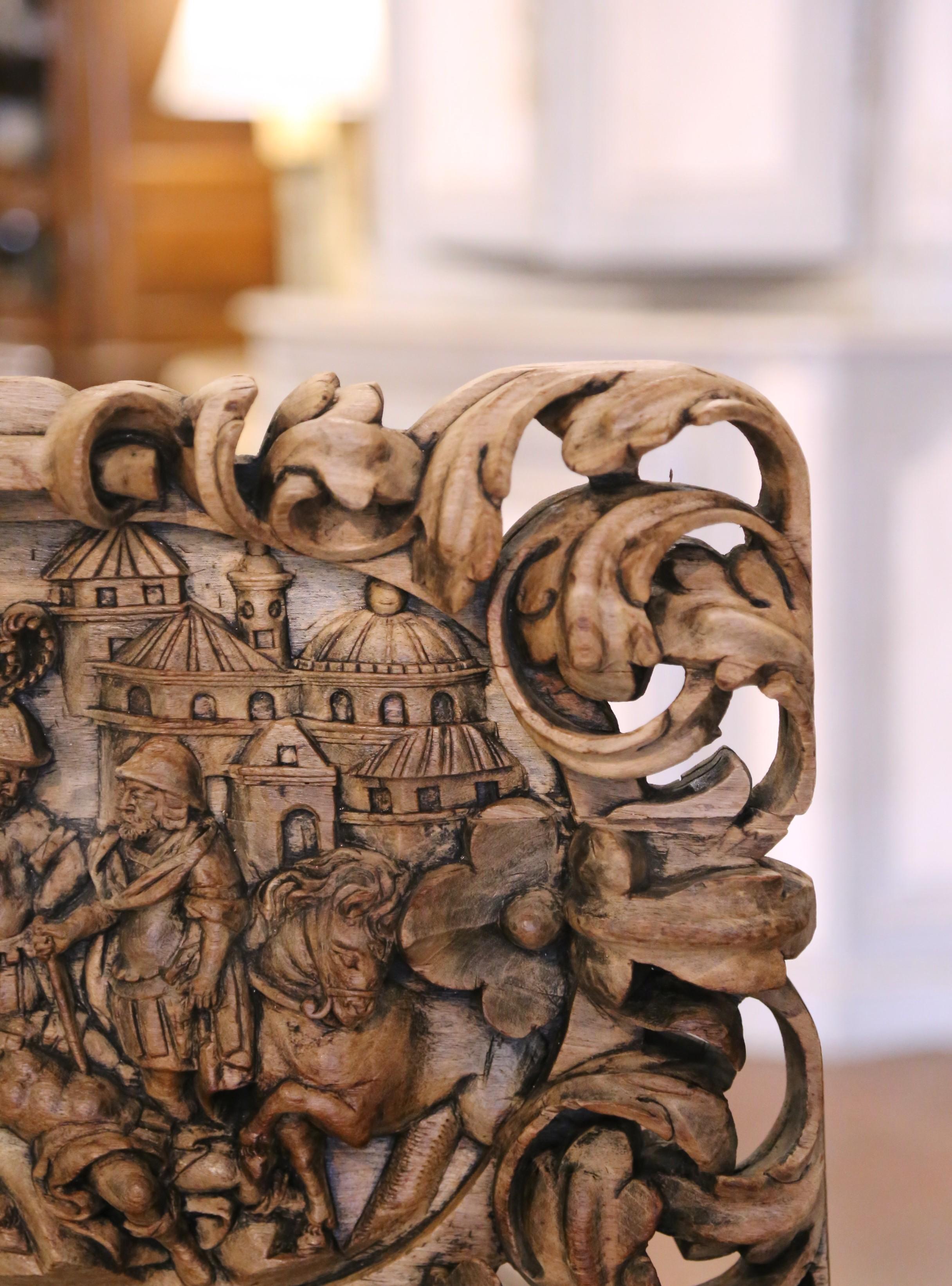 17th Century French Carved Bleached Ebony Plaque 