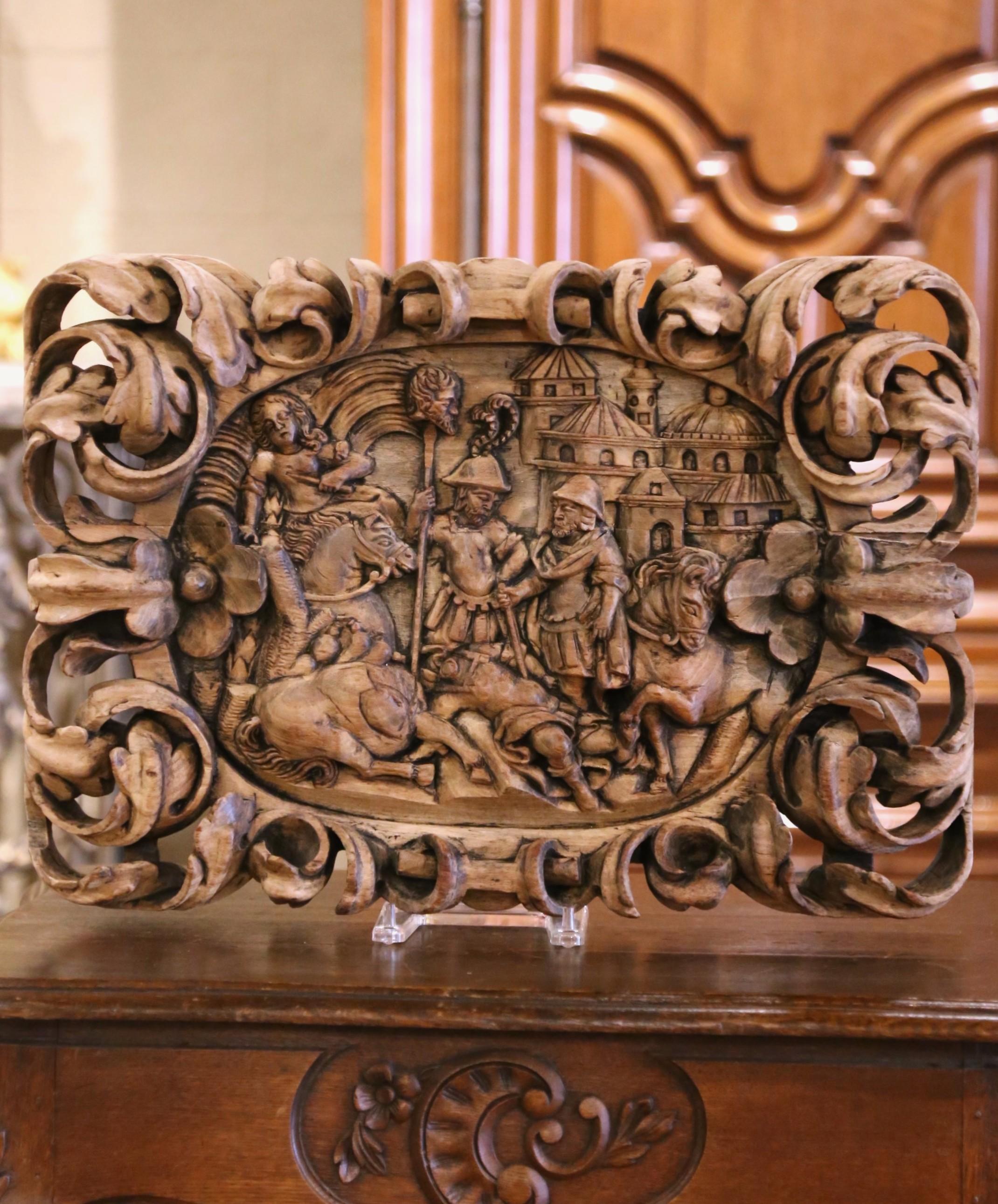 17th Century French Carved Bleached Ebony Plaque 