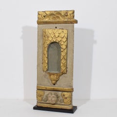 17th Century French Carved Oak Baroque Altar Niche with Angel Head