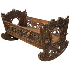 17th Century French Carved Walnut Rocking Berceau Cradle