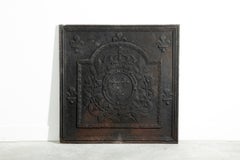 17th Century French Cast Iron Fireback with Royal Coat of Arms