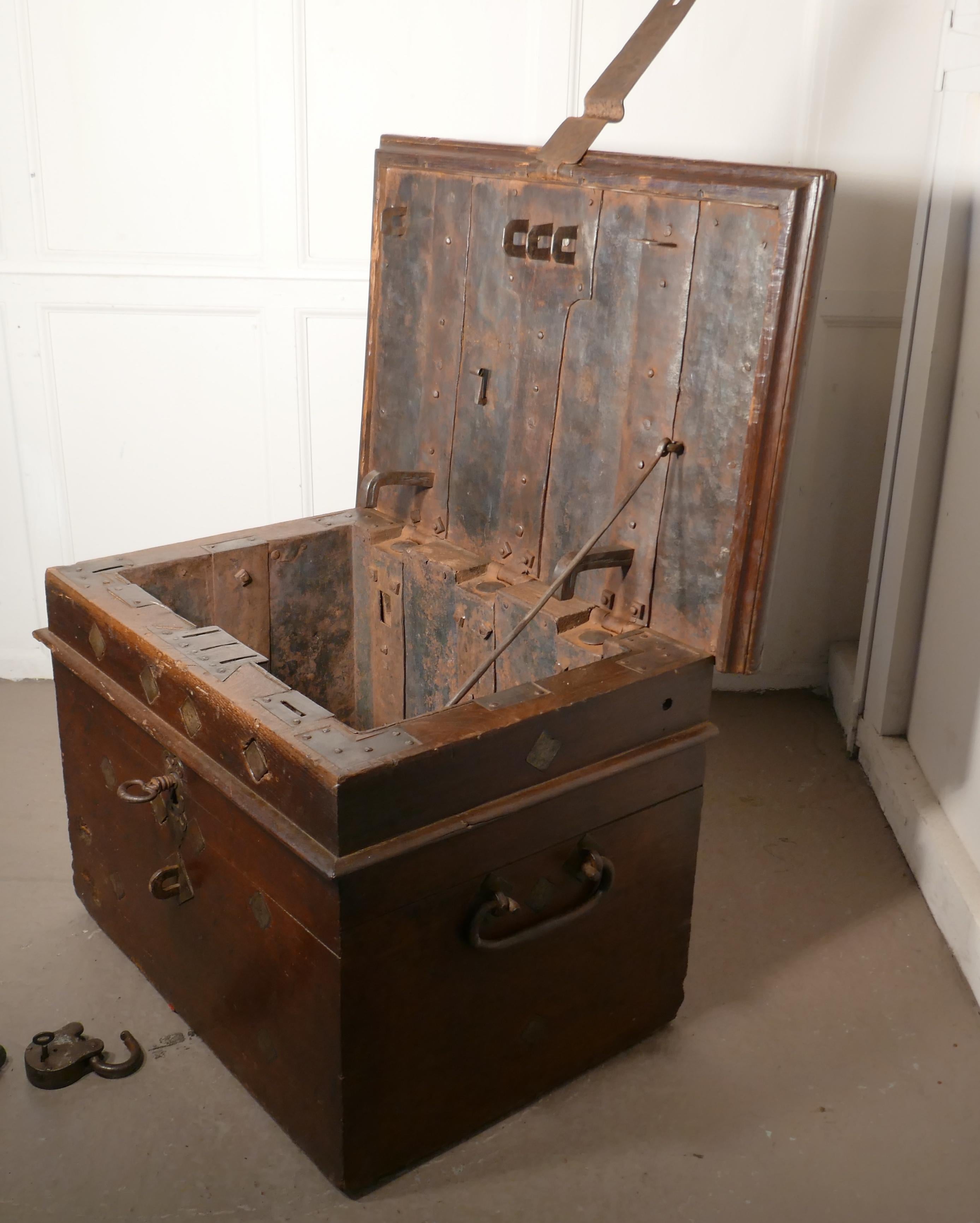 17th Century French Coffer, Oak Silver Treasure Chest, Strong Box For Sale 6