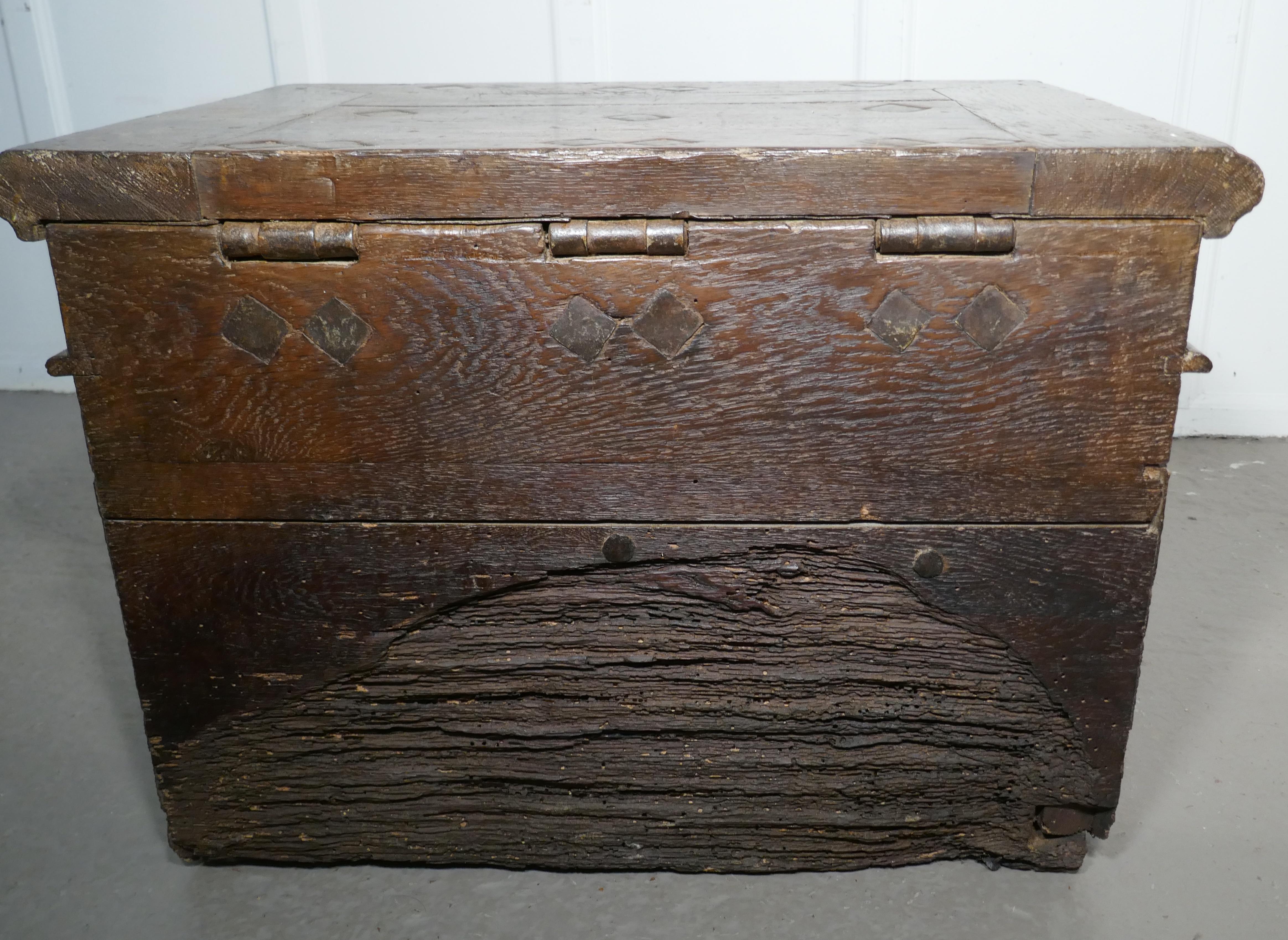 17th Century French Coffer, Oak Silver Treasure Chest, Strong Box    For Sale 3
