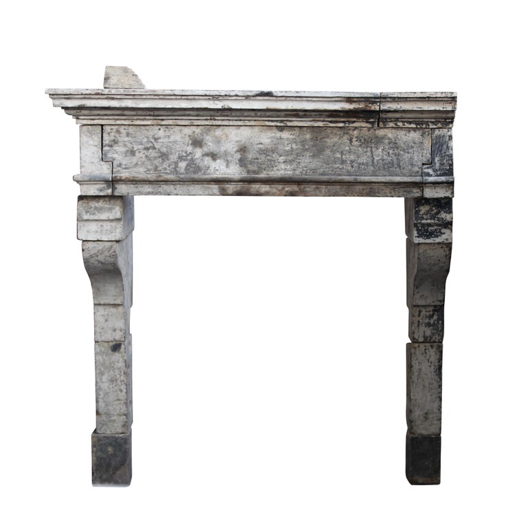 17th Century French Country Fireplace Surround In Limestone For