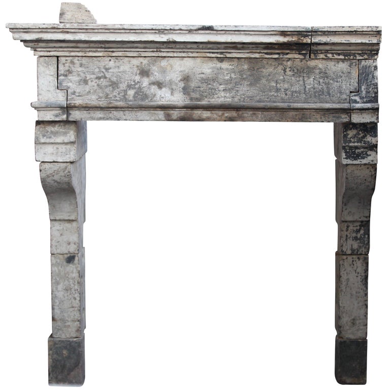 17th Century French Country Fireplace Surround In Limestone For