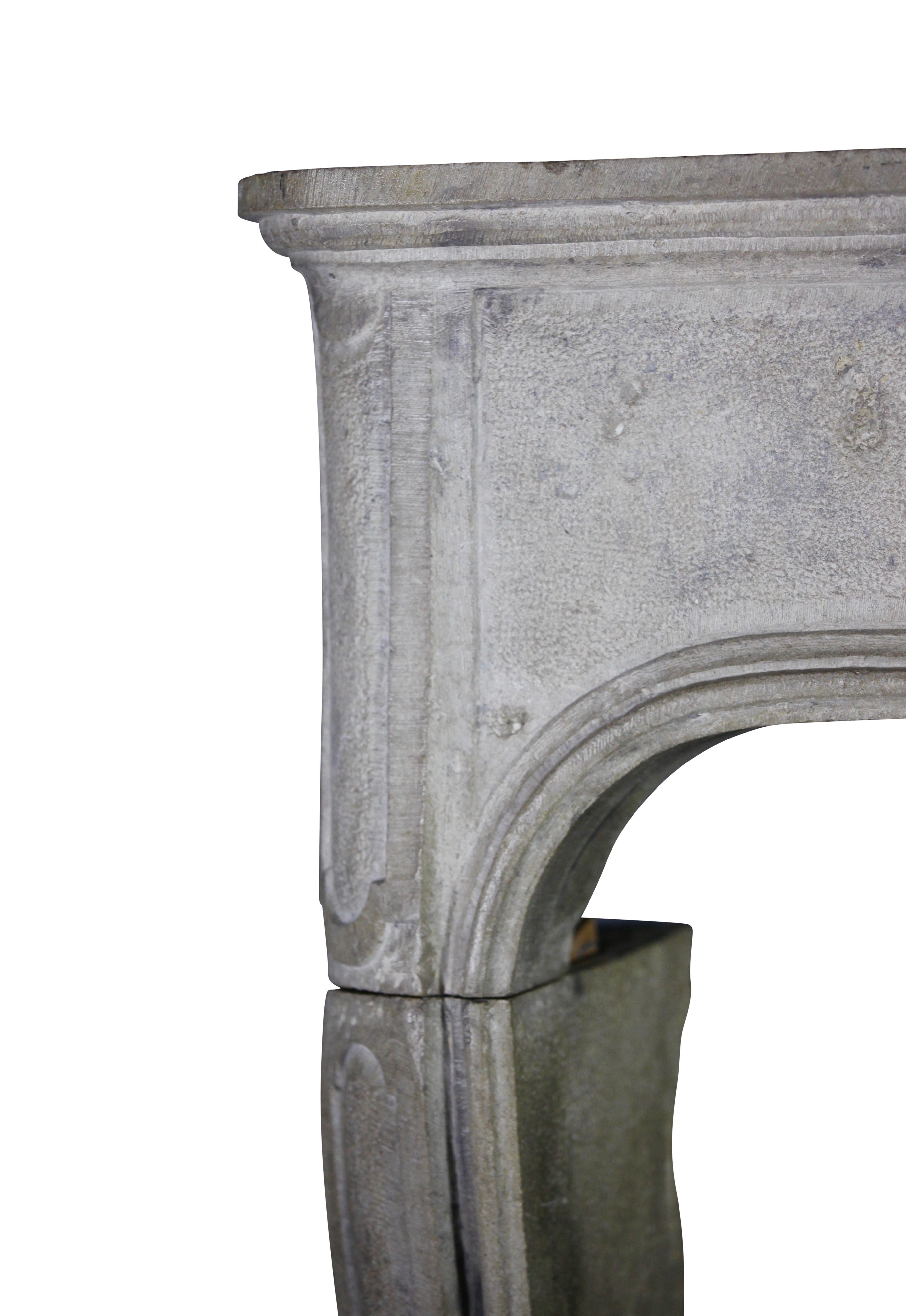 Hand-Carved 17th Century French Country Marble Hard Stone Antique Fireplace Surround
