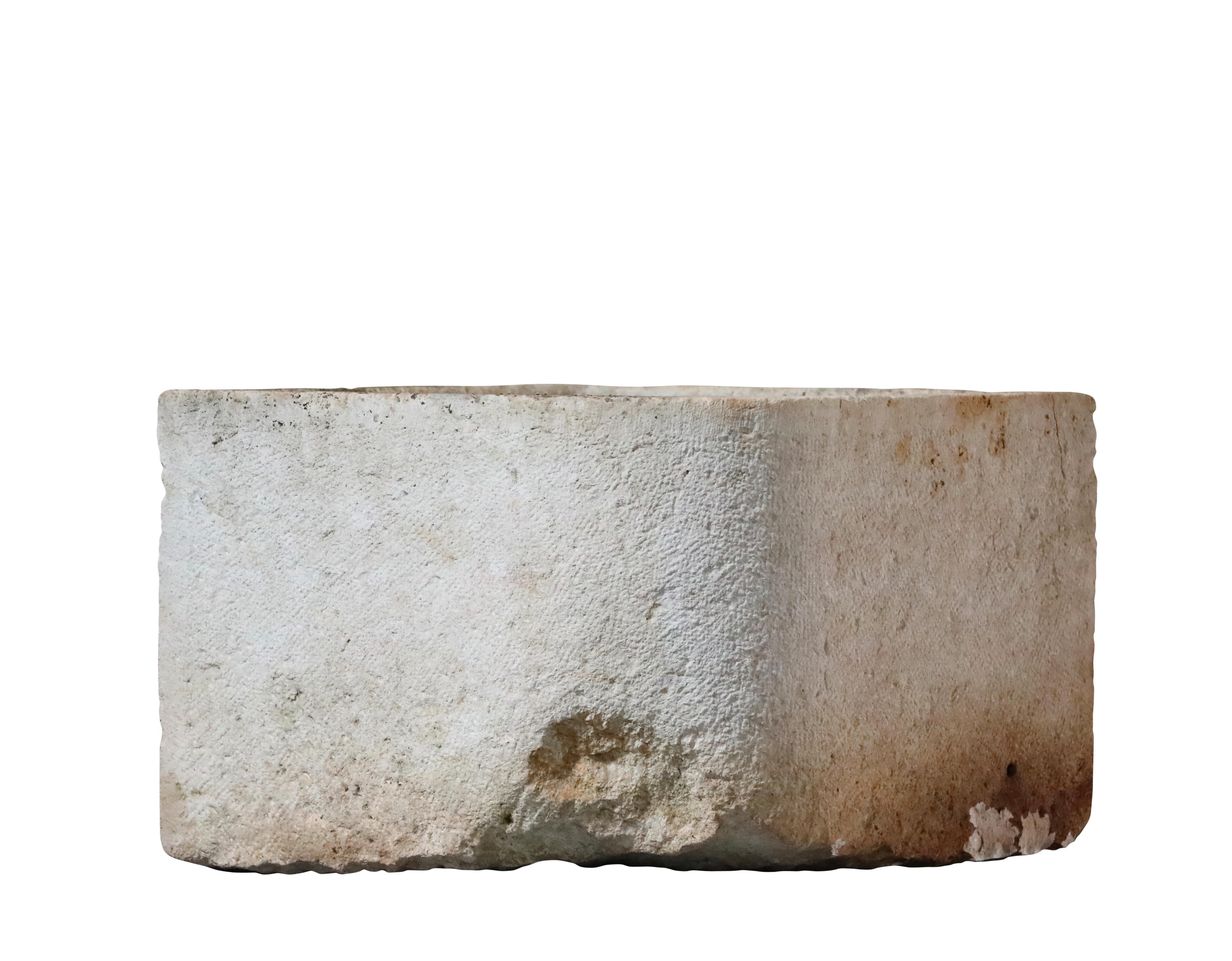 17th Century French Country Style Corner Limestone Trough For Sale 2