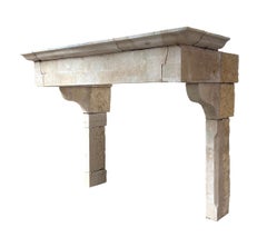 17th Century French Extra Large French Limestone Statement Fireplace Mantle