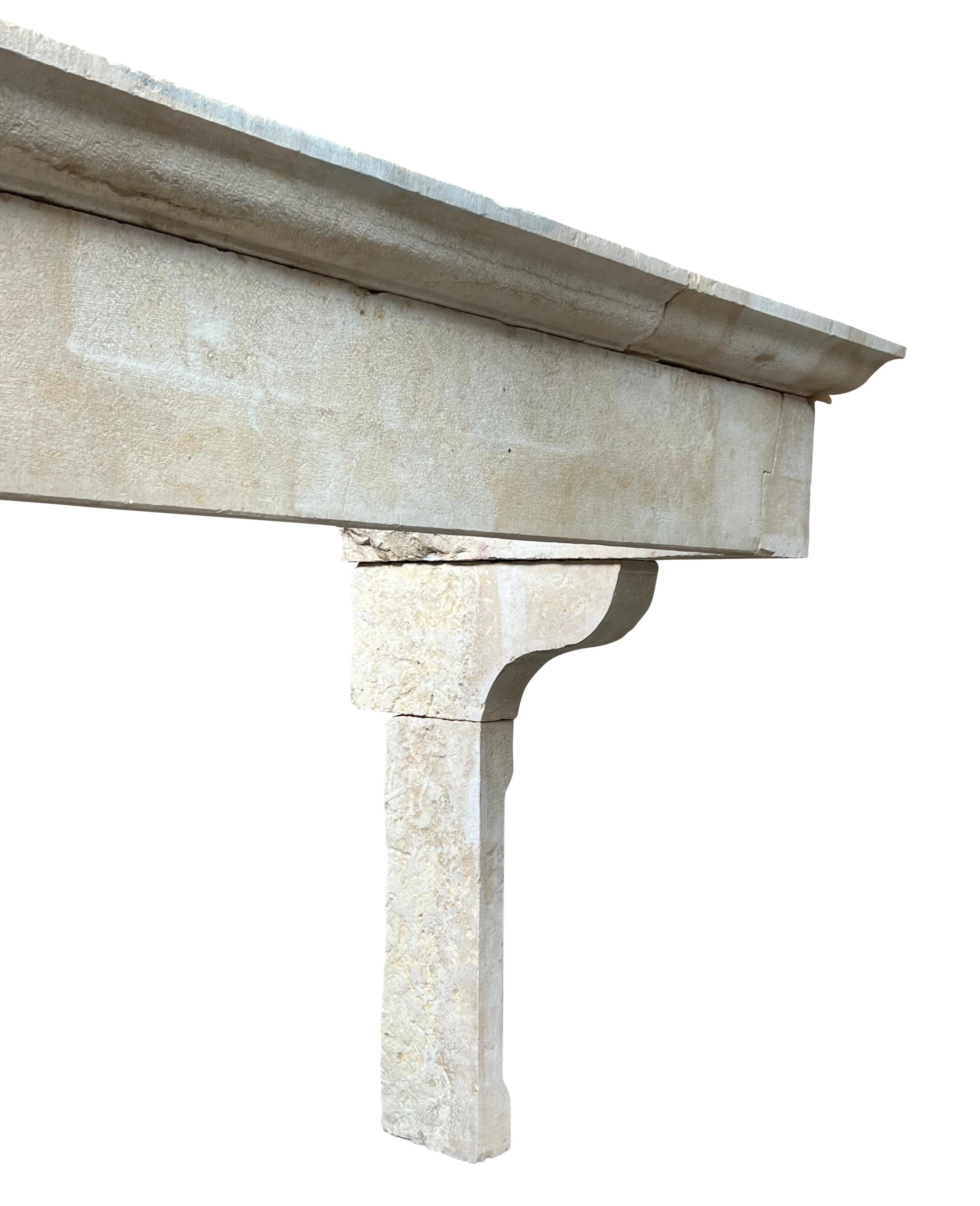 17th Century French Extra Large French Limestone Statement Fireplace Mantle For Sale 1