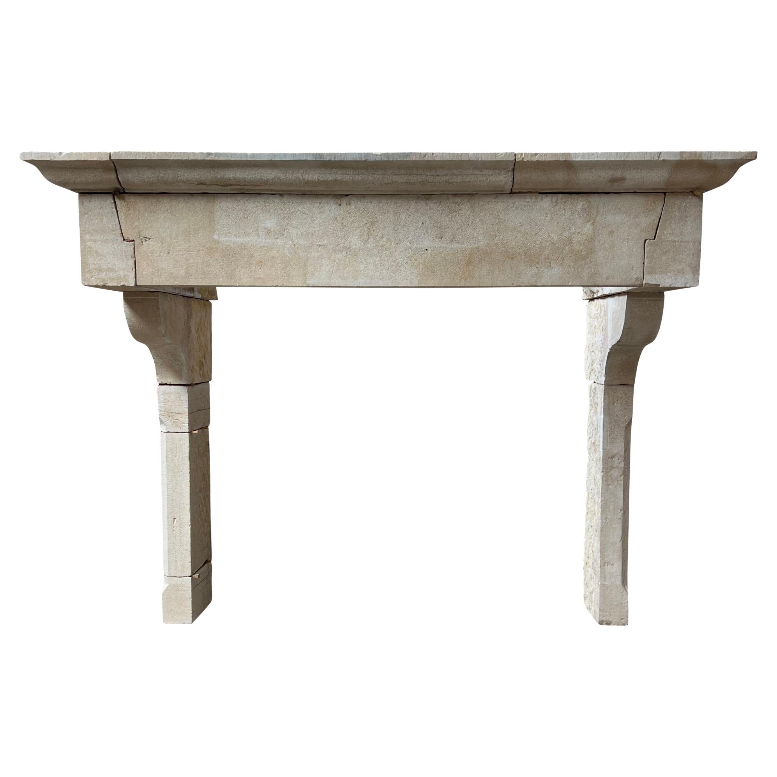 17th Century French Extra Large French Limestone Statement Fireplace Mantle