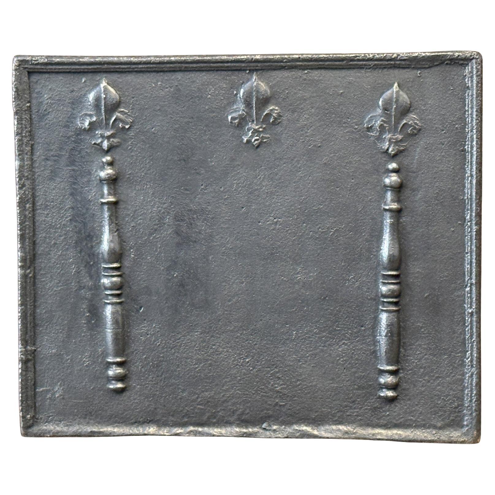 17th Century French Fireback / Backsplash with Pillars and Fleurs de Lys For Sale