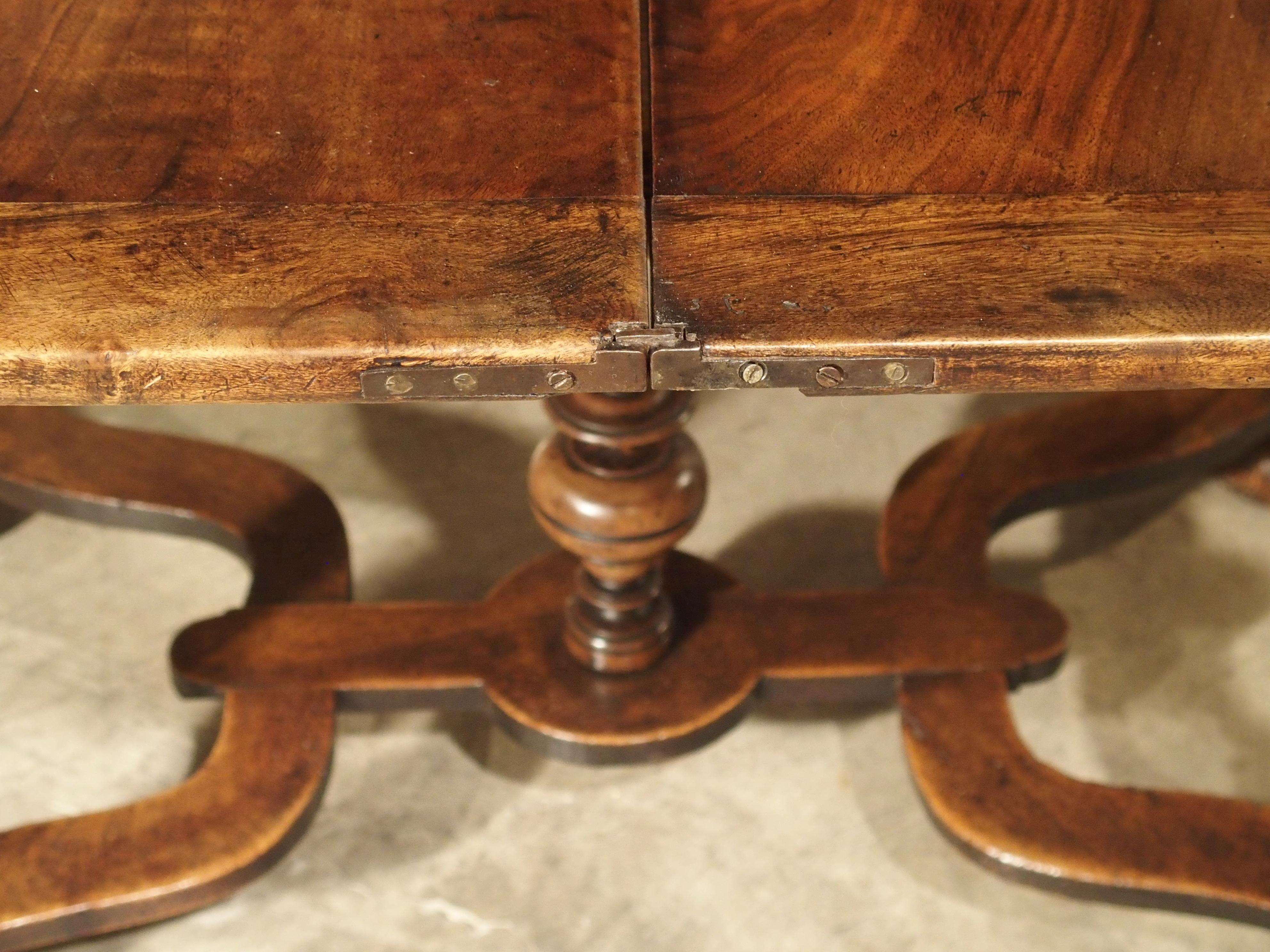 17th Century French Folding Top Walnut Wood Table 7