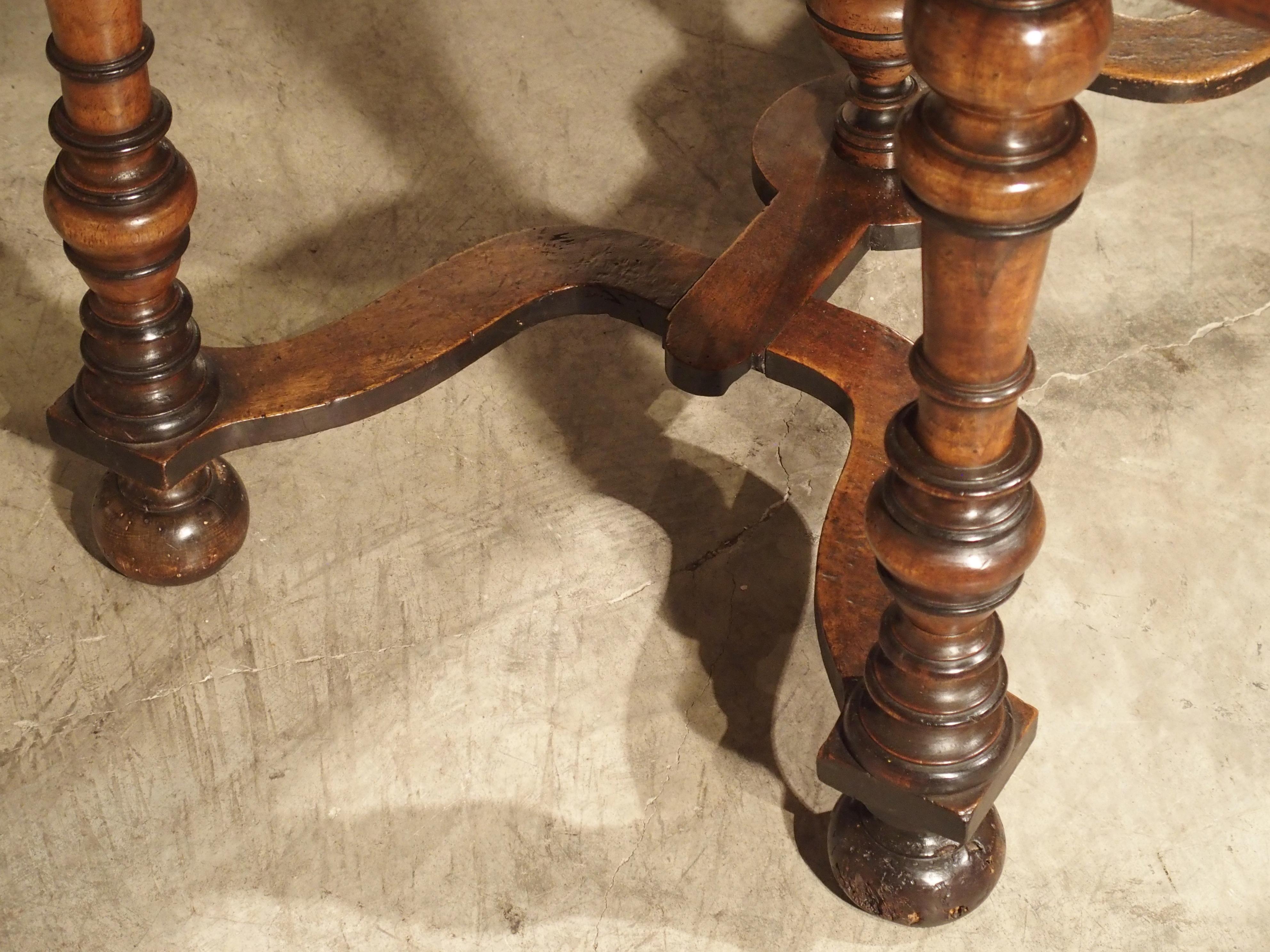 17th Century French Folding Top Walnut Wood Table 8