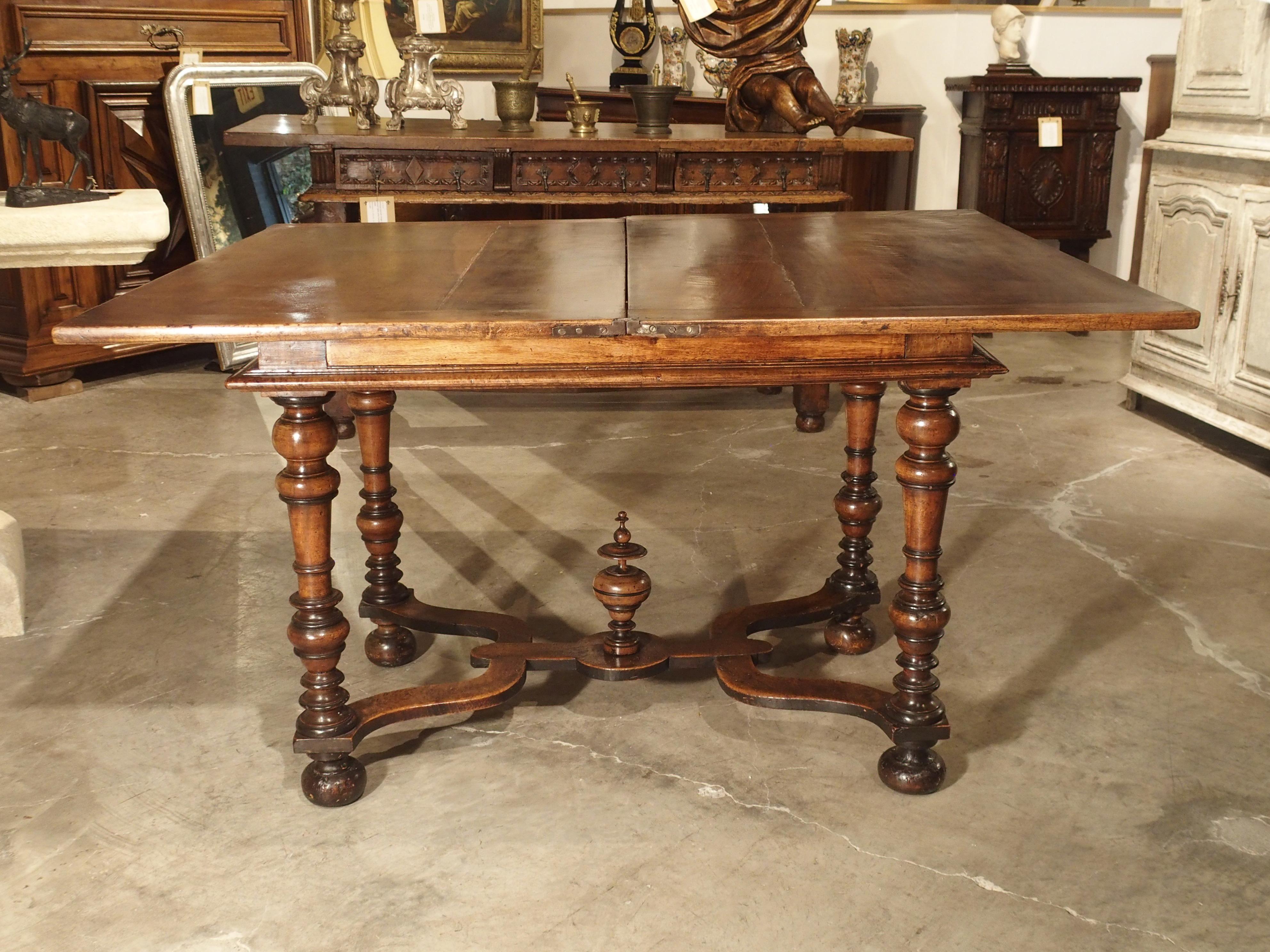 17th Century French Folding Top Walnut Wood Table 9