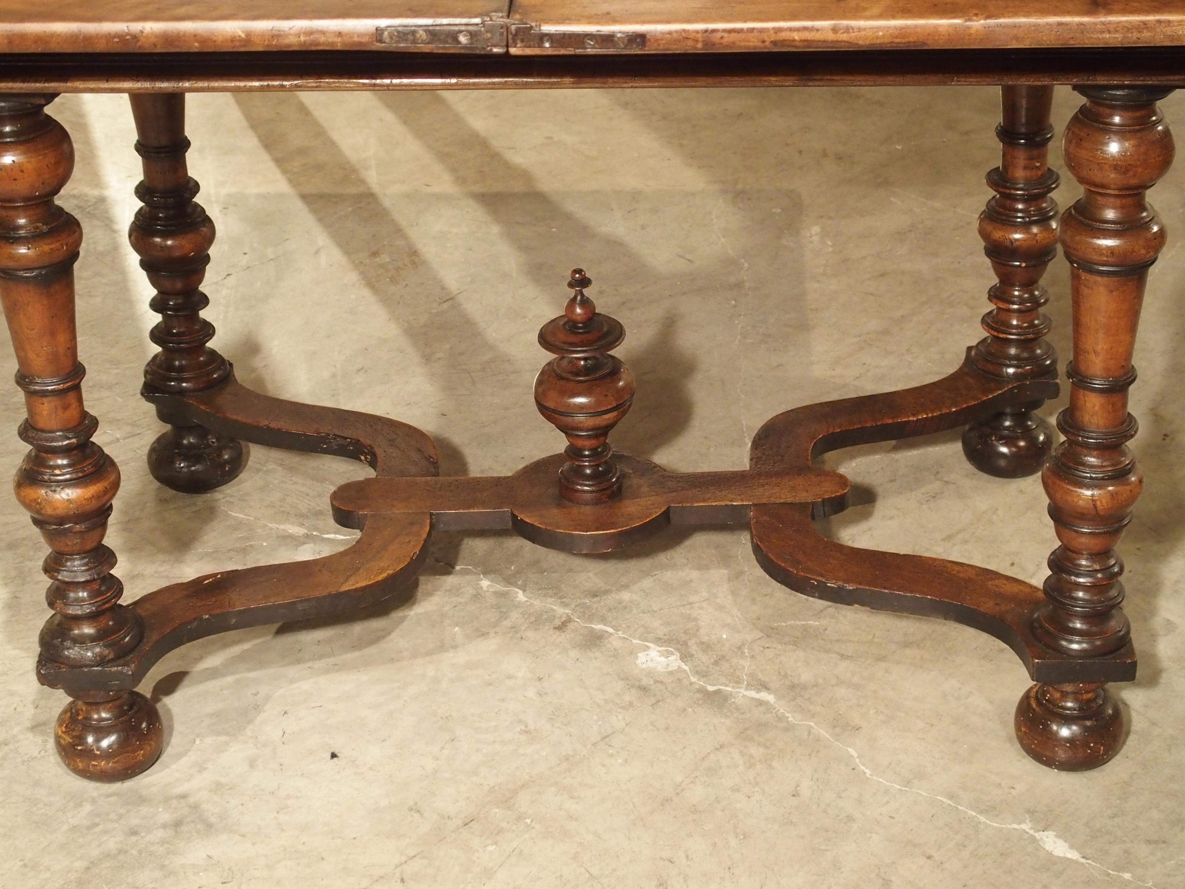 17th Century French Folding Top Walnut Wood Table 15