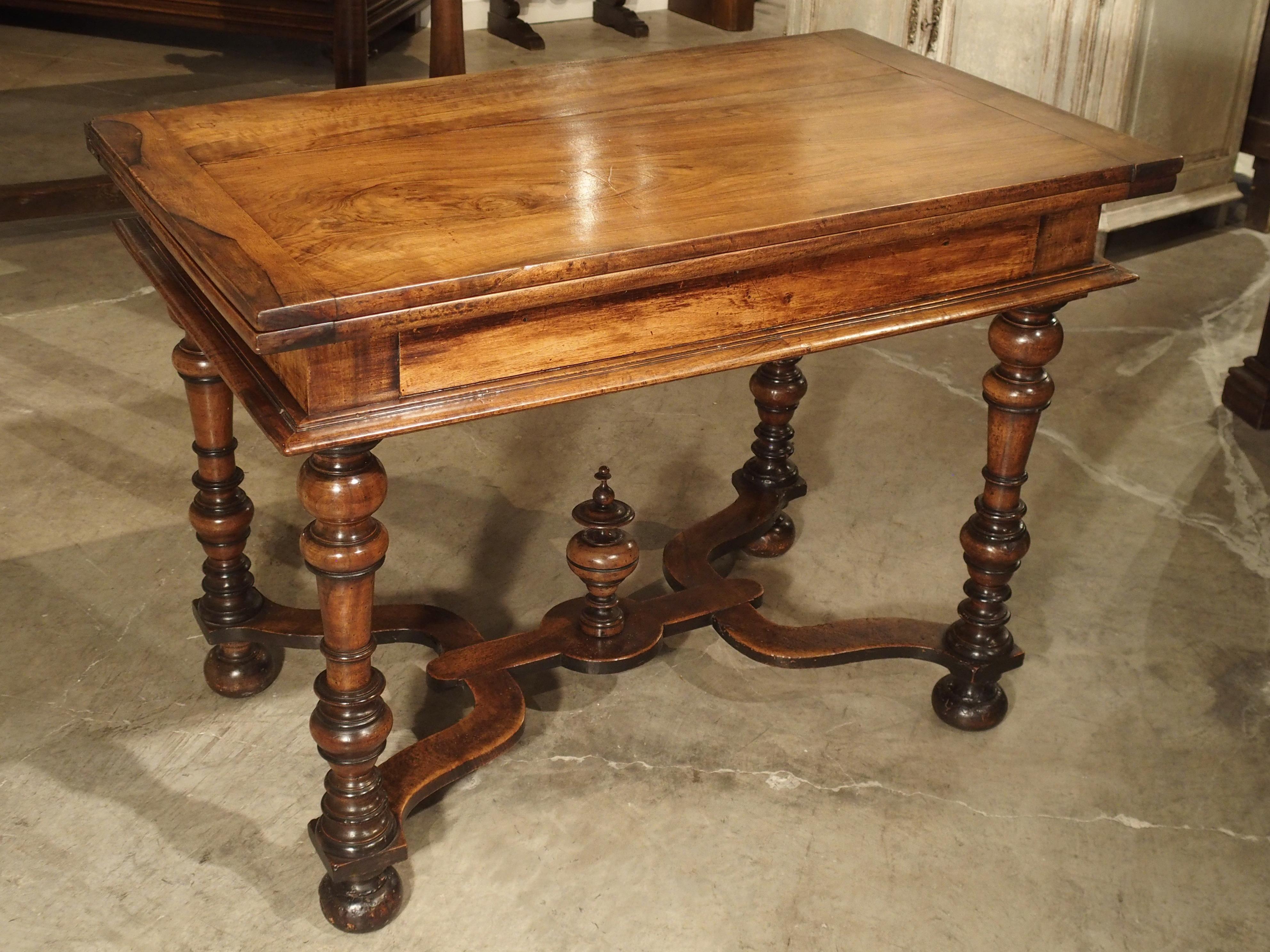 Hand-Carved 17th Century French Folding Top Walnut Wood Table
