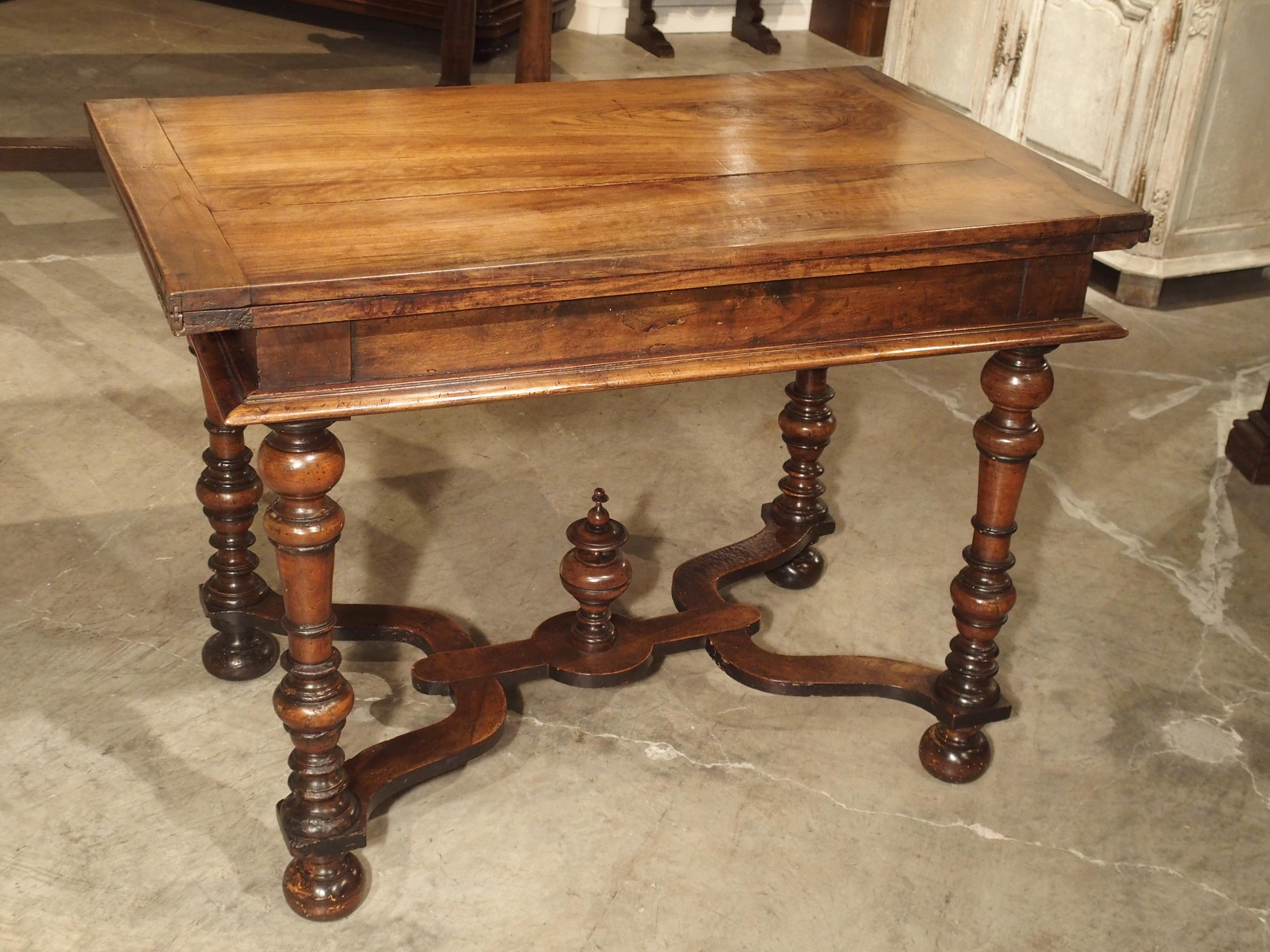 17th Century French Folding Top Walnut Wood Table 4