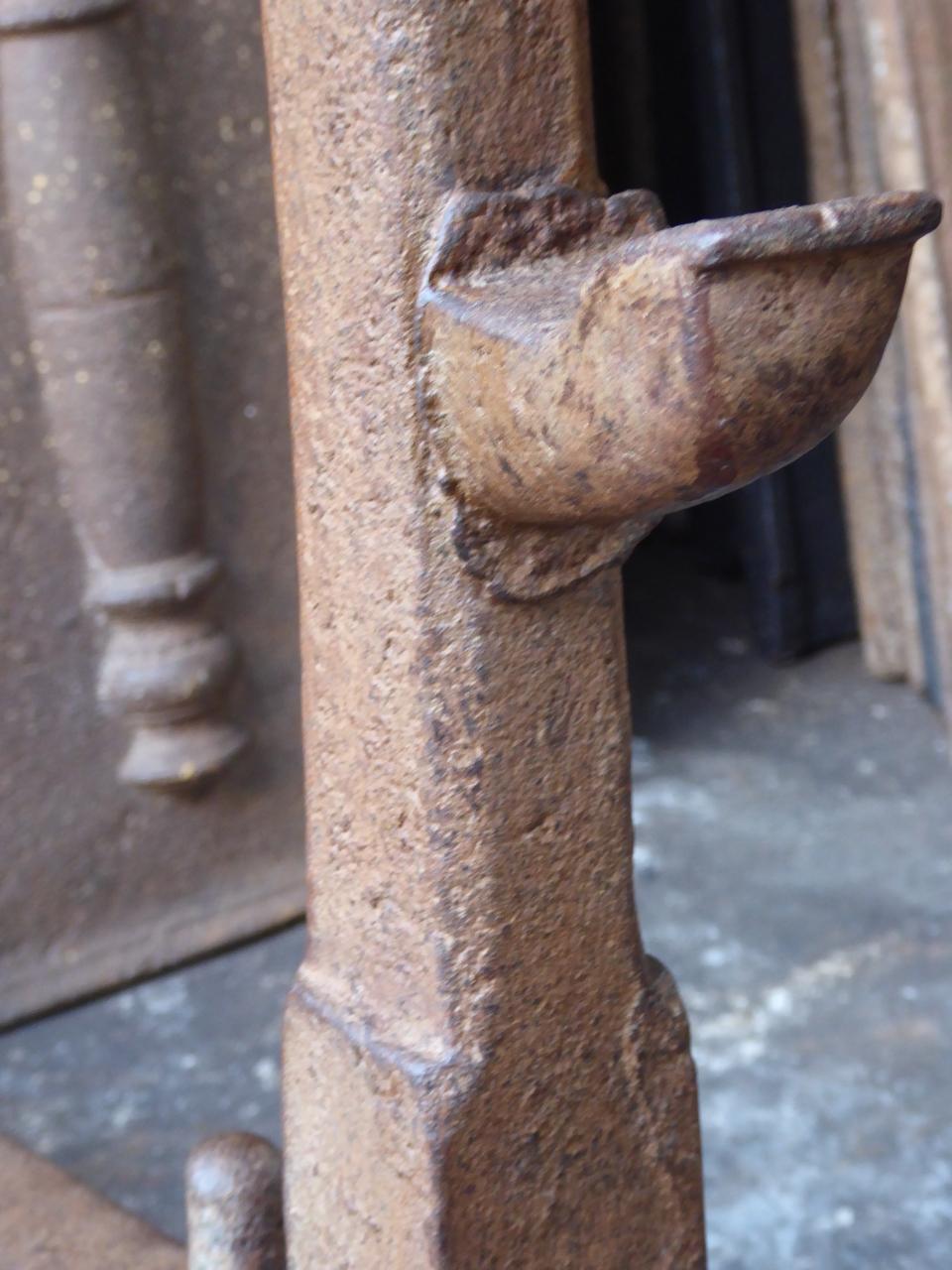 Large, heavy French Gothic Andirons or Firedogs, 17th Century For Sale 6