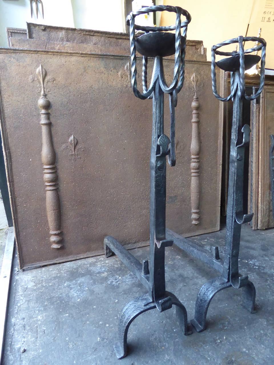 17th Century French Gothic Andirons or Firedogs 8