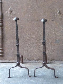 17th Century French Gothic Andirons or Firedogs