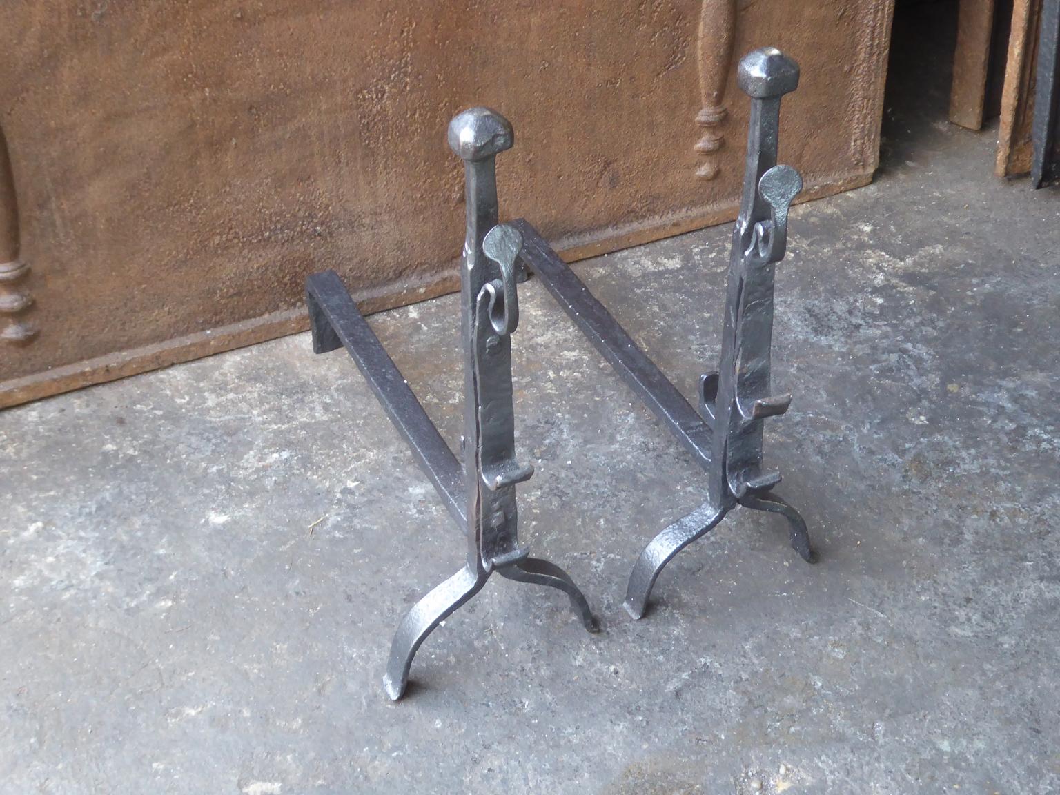 17th Century French Gothic Andirons or Firedogs In Good Condition In Amerongen, NL