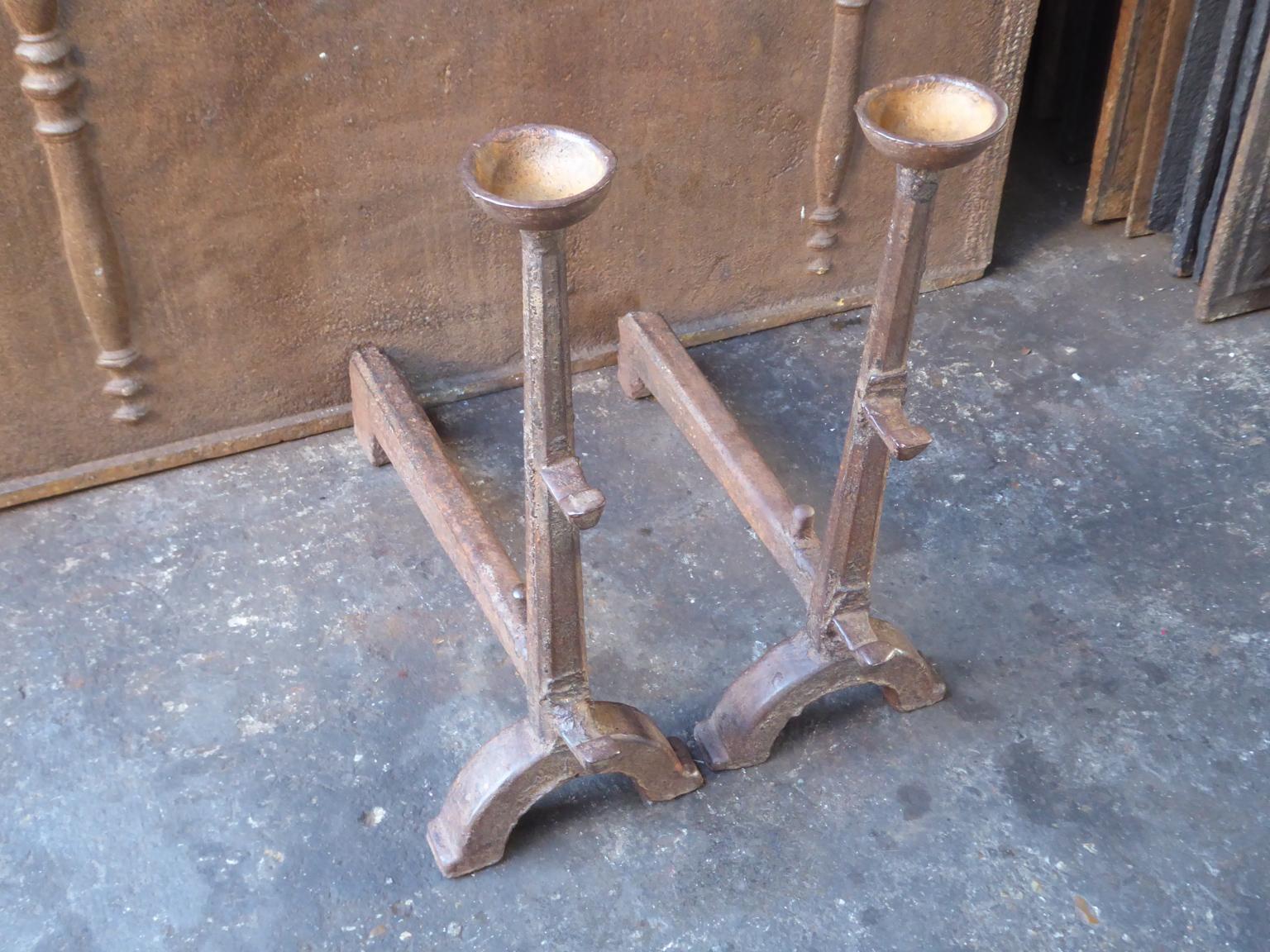 17th Century French Gothic Andirons or Firedogs In Good Condition In Soest, NL