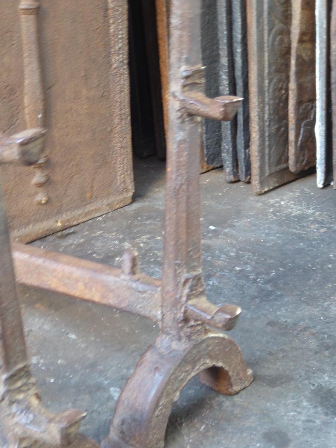 17th Century French Gothic Andirons or Firedogs 2